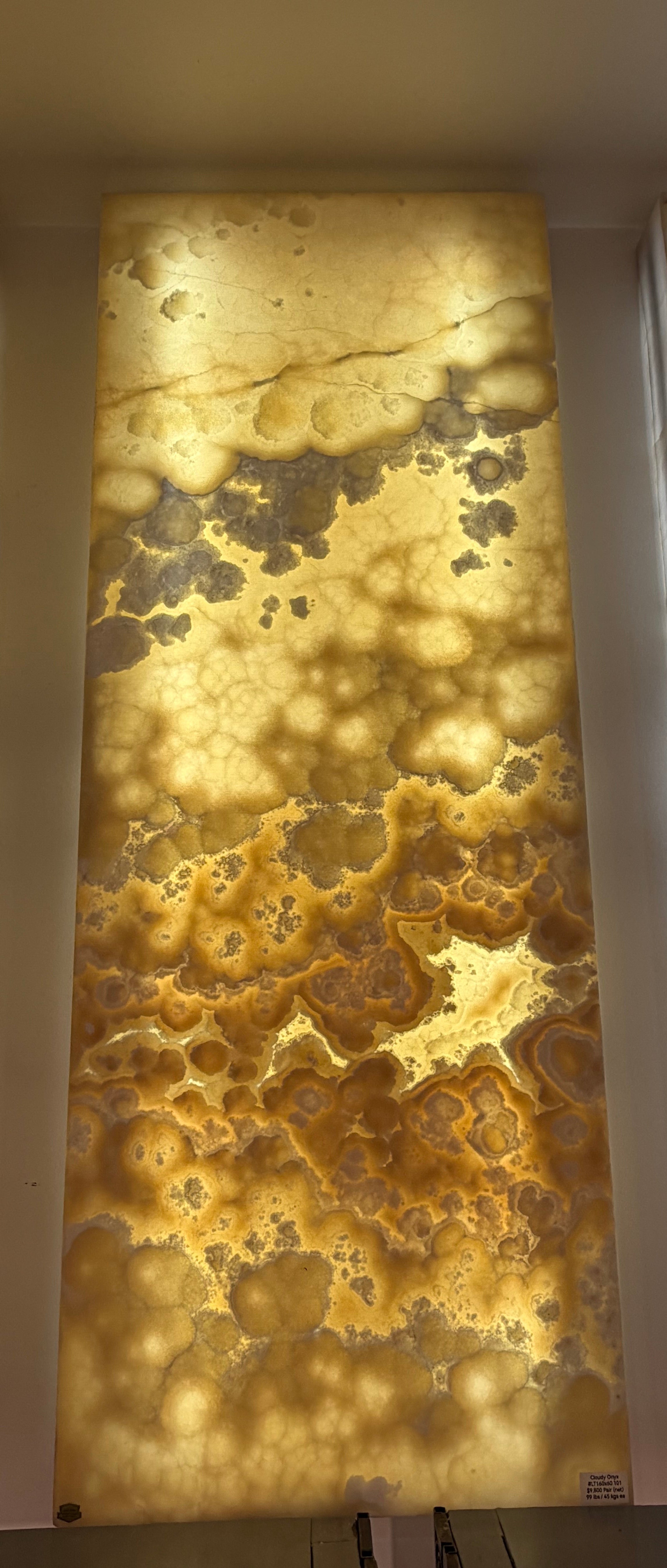 Golden Clouds Onyx Light Wall Panel Set - 63" x 24"