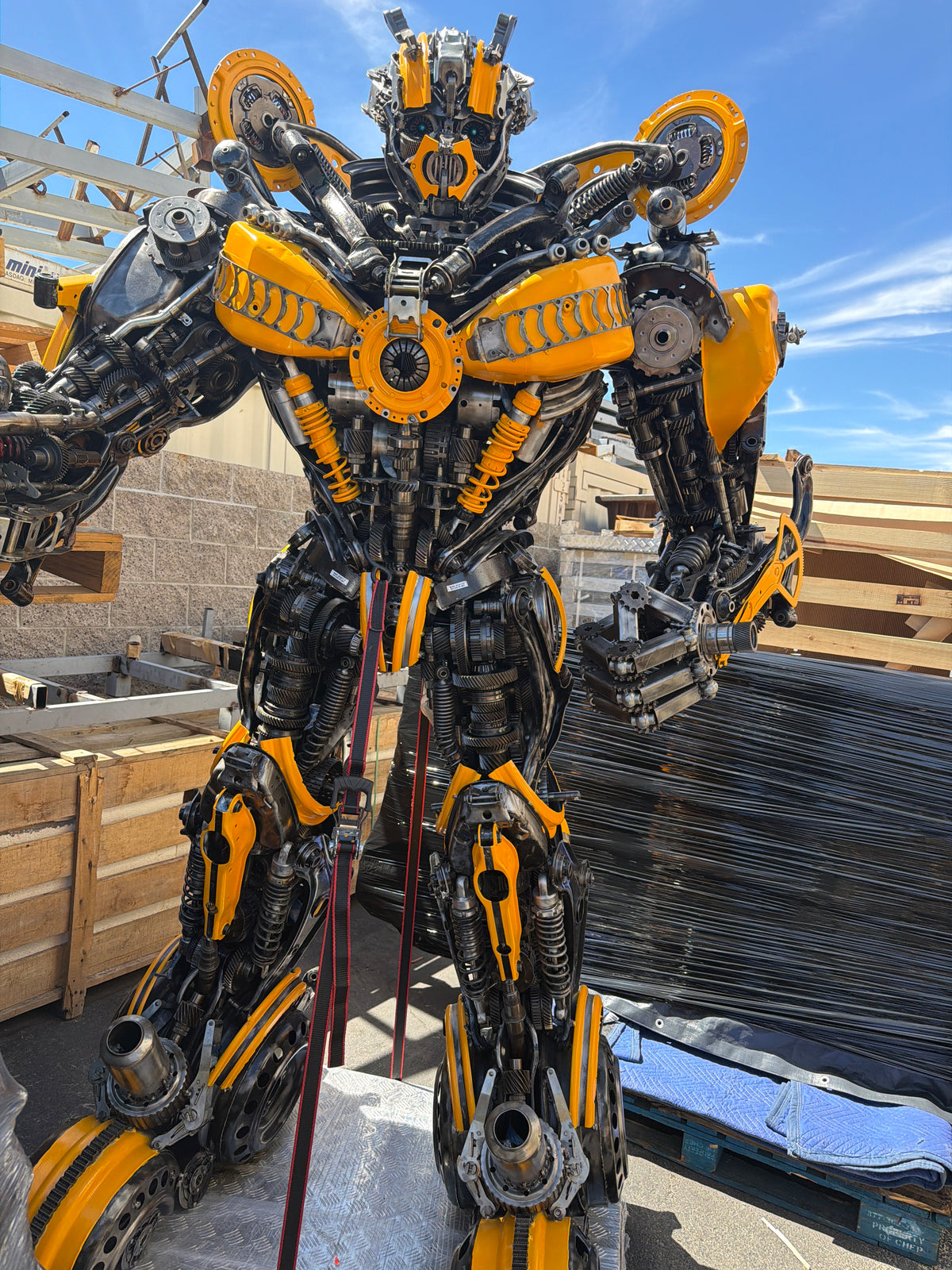 91" Bumblebee Inspired Recycled Metal Art Sculpture
