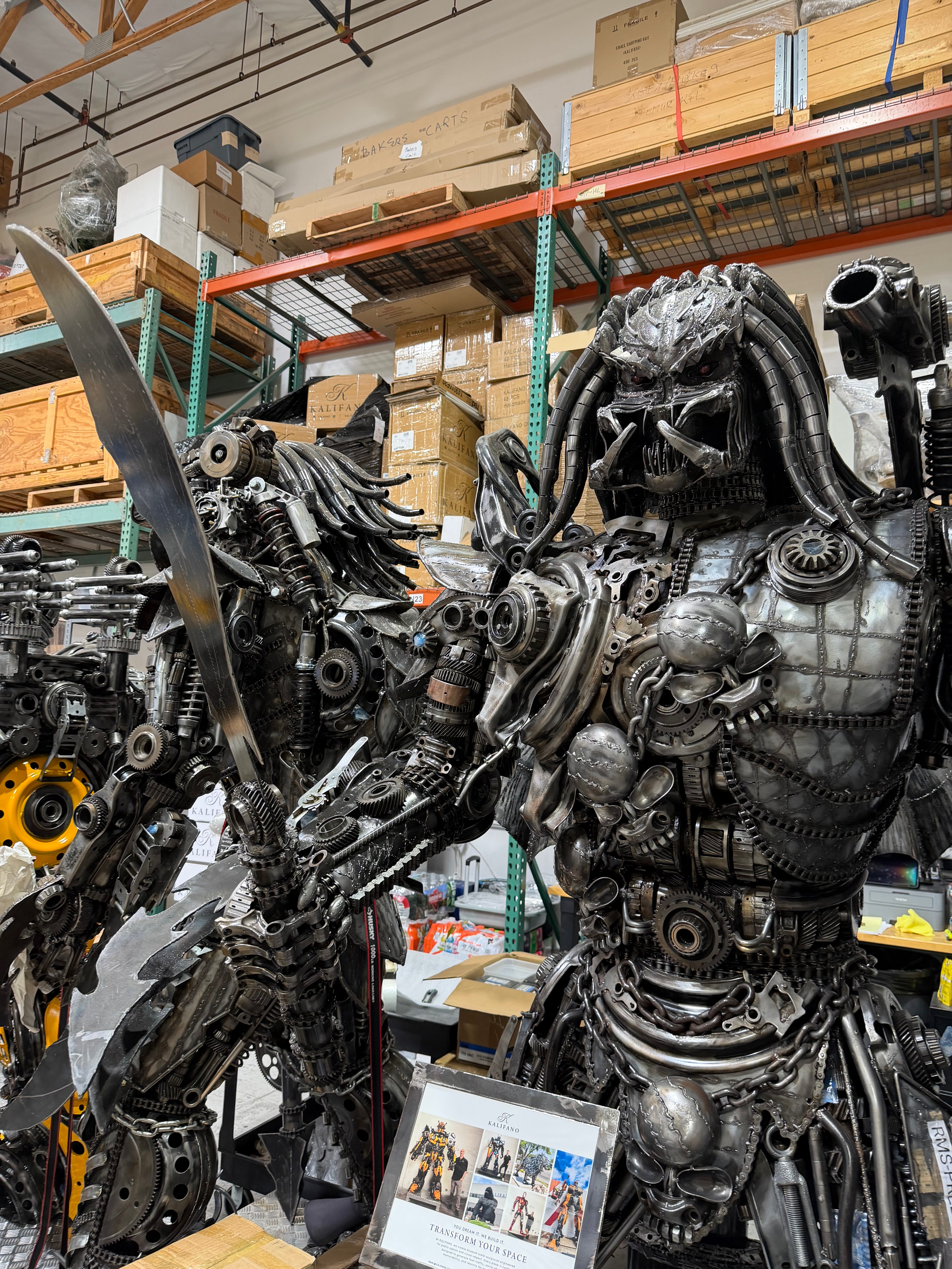 91" Predator Inspired Recycled Metal Art Sculpture