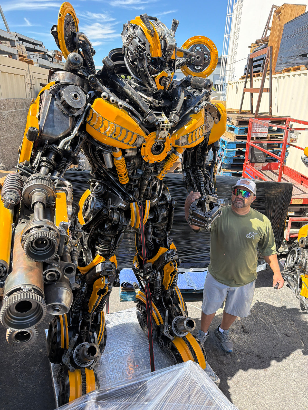 91" Bumblebee Inspired Recycled Metal Art Sculpture