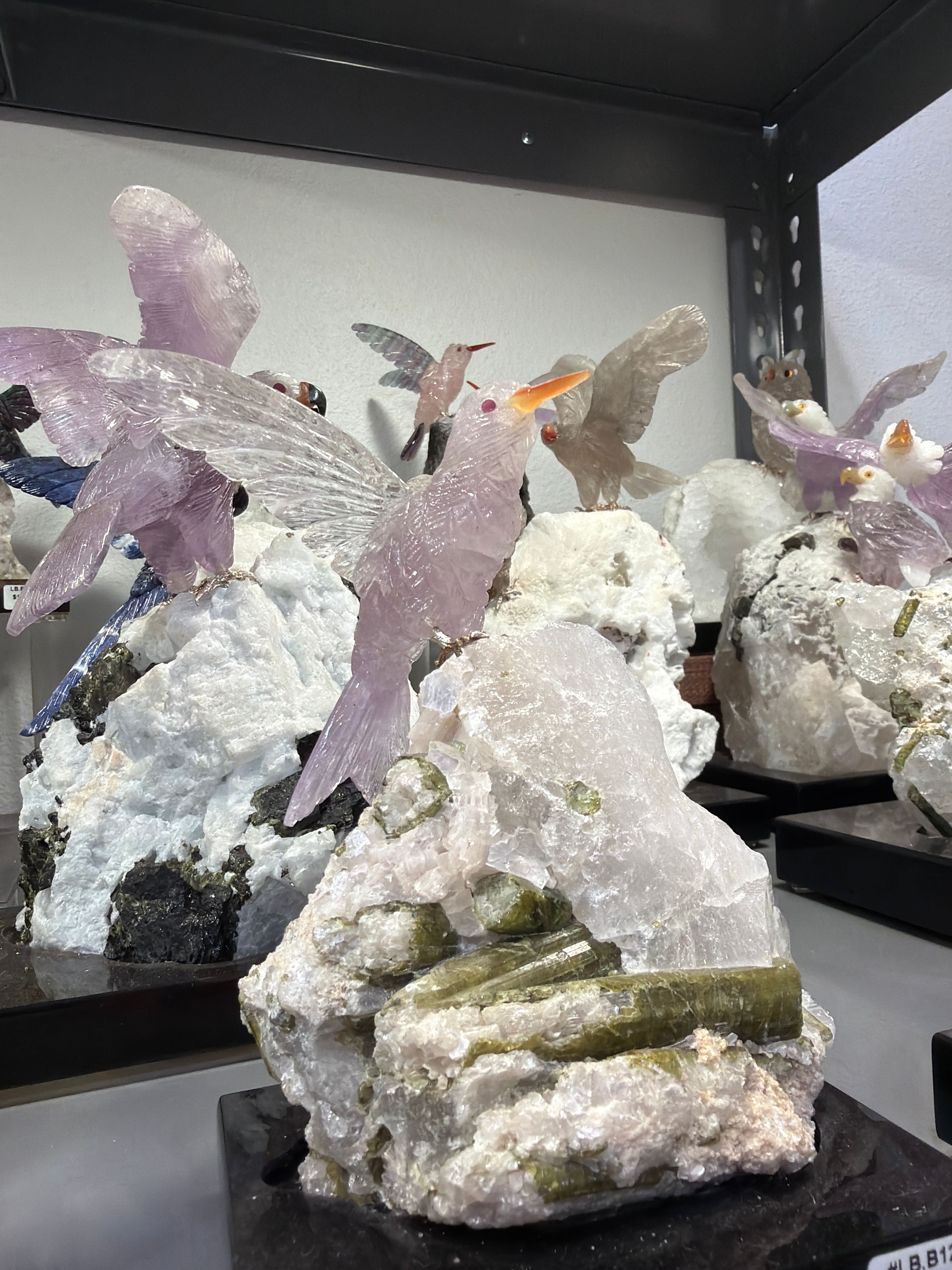 Peter Muller Amethyst Hummingbird Carving on Tourmaline Base