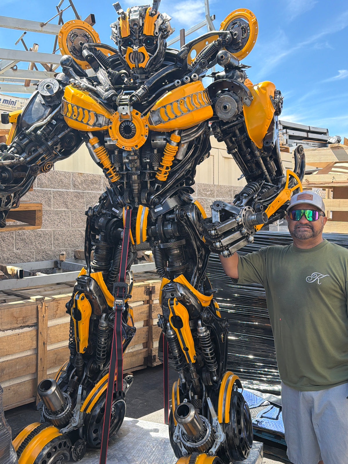 91" Bumblebee Inspired Recycled Metal Art Sculpture