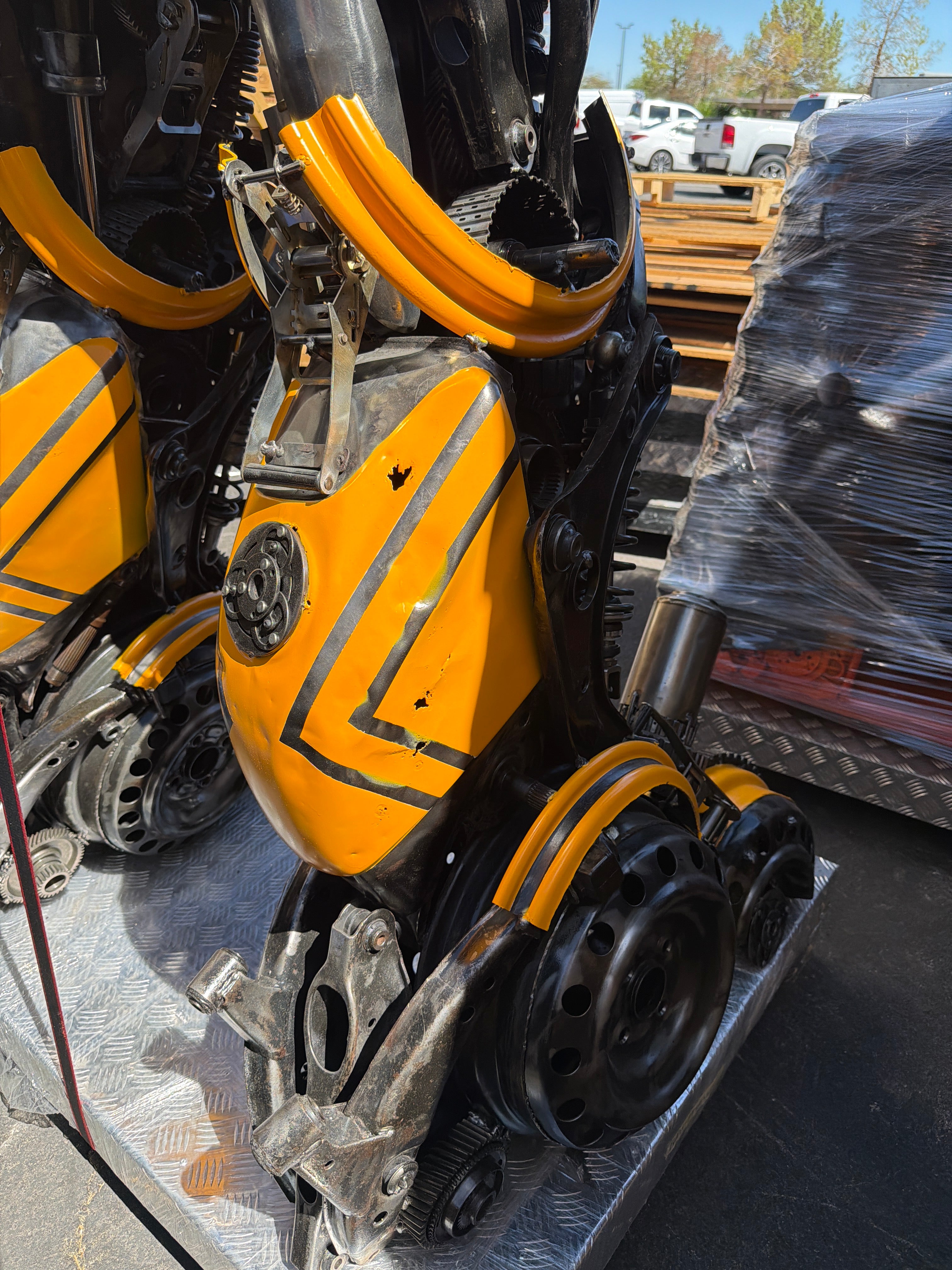 91" Bumblebee Inspired Recycled Metal Art Sculpture