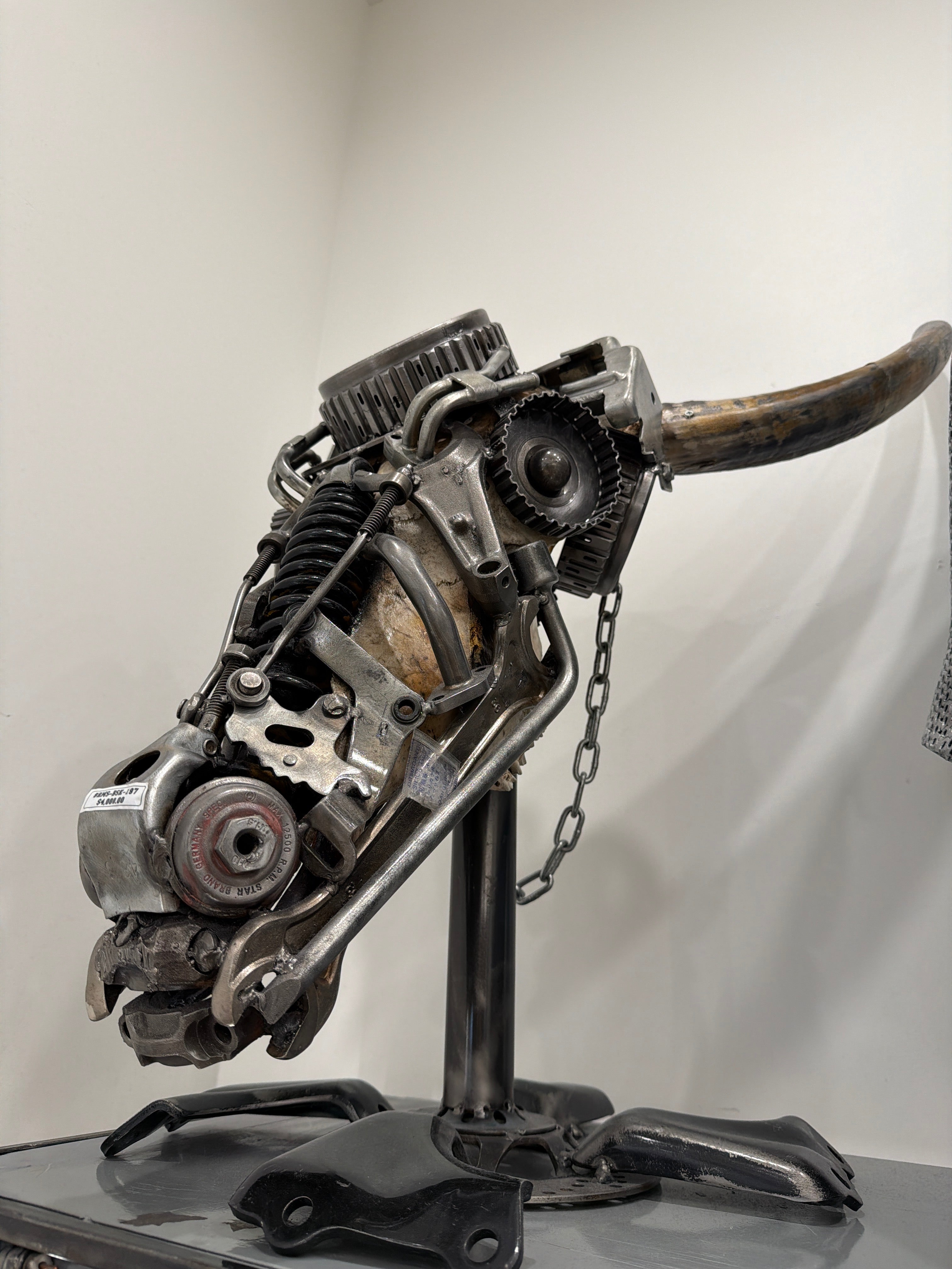 Bull Skull Recycled Metal Art Sculpture
