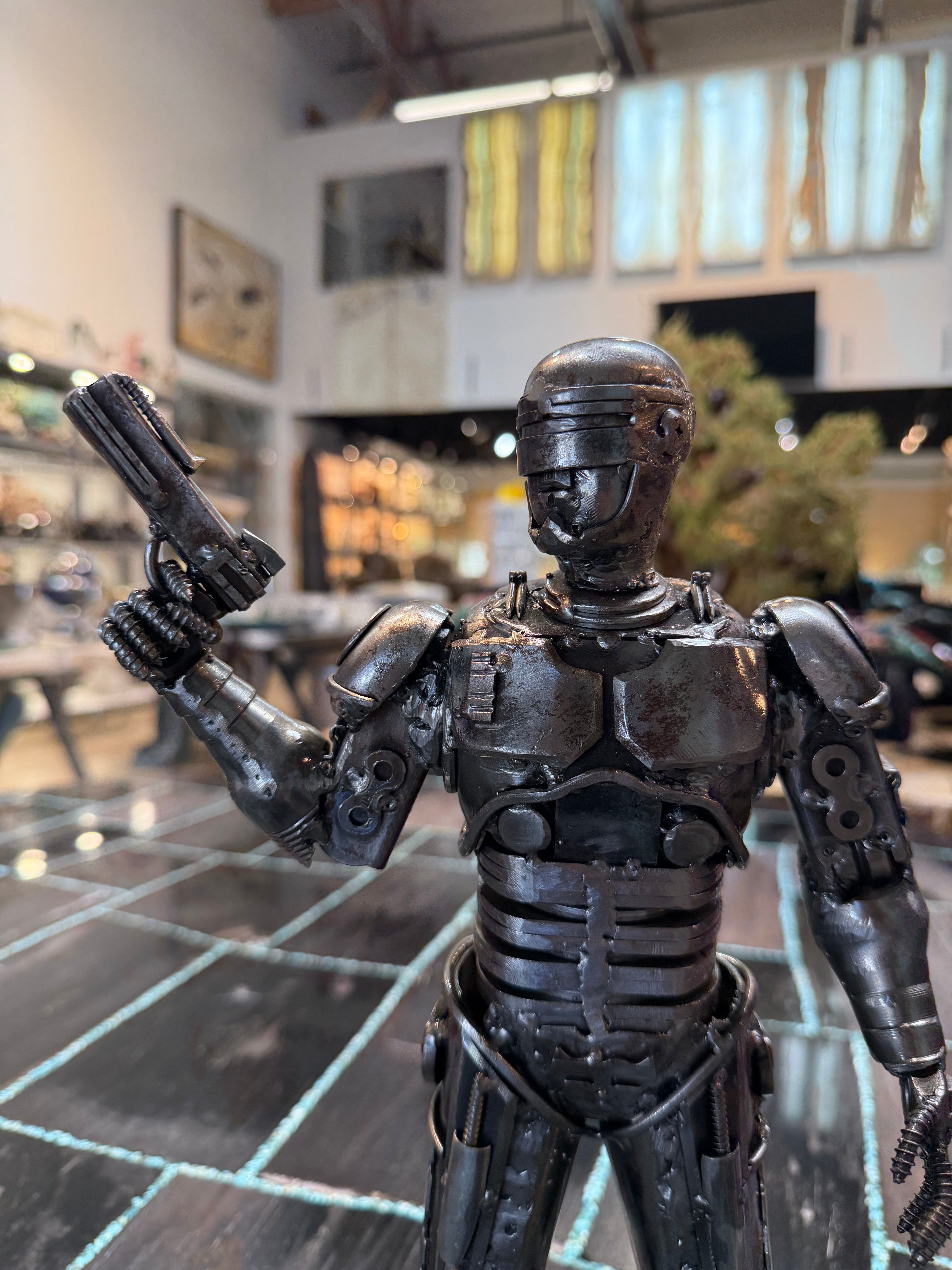 16" Robocop Inspired Recycled Metal Sculpture