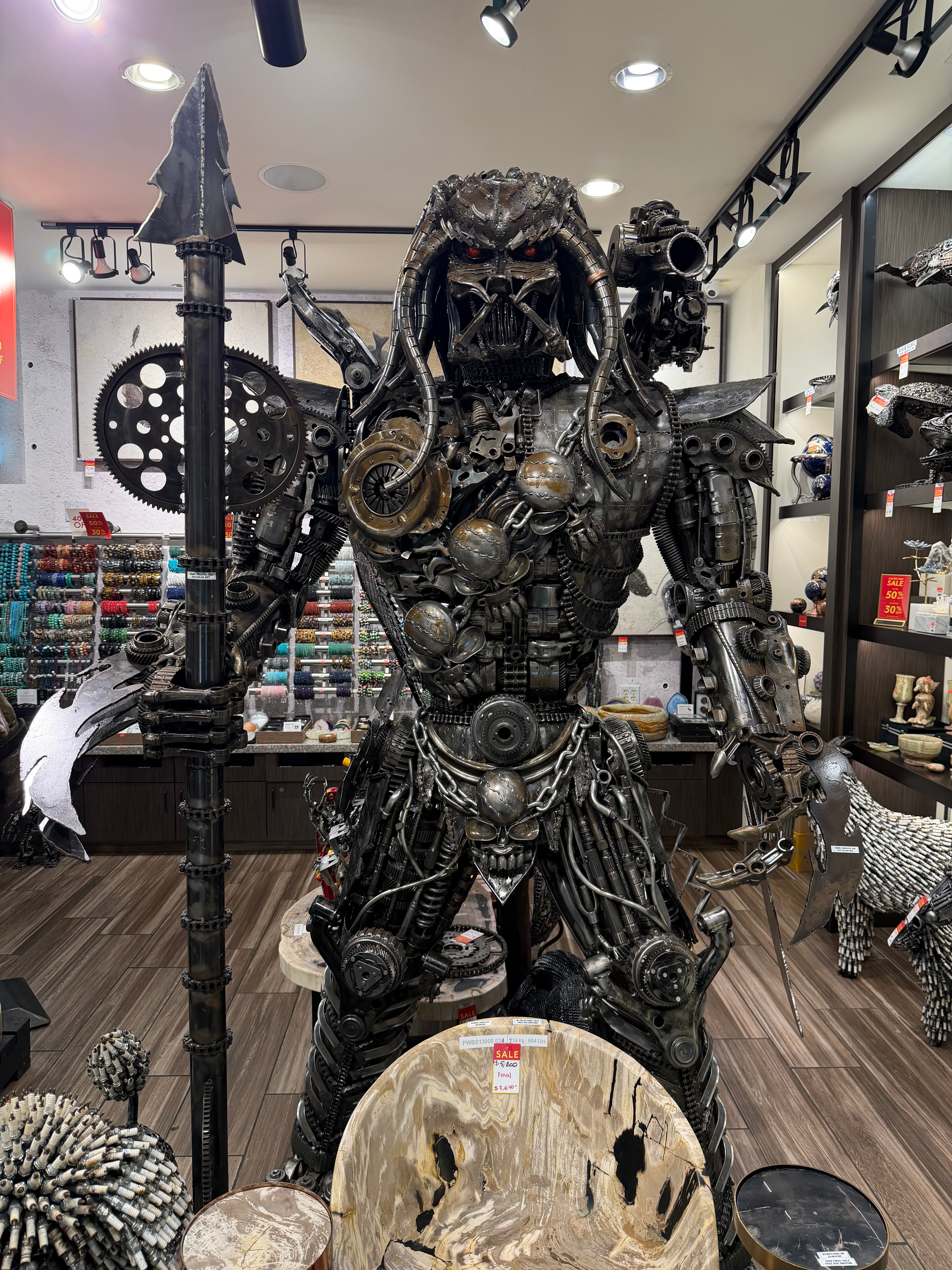 91" Predator Inspired Recycled Metal Art Sculpture