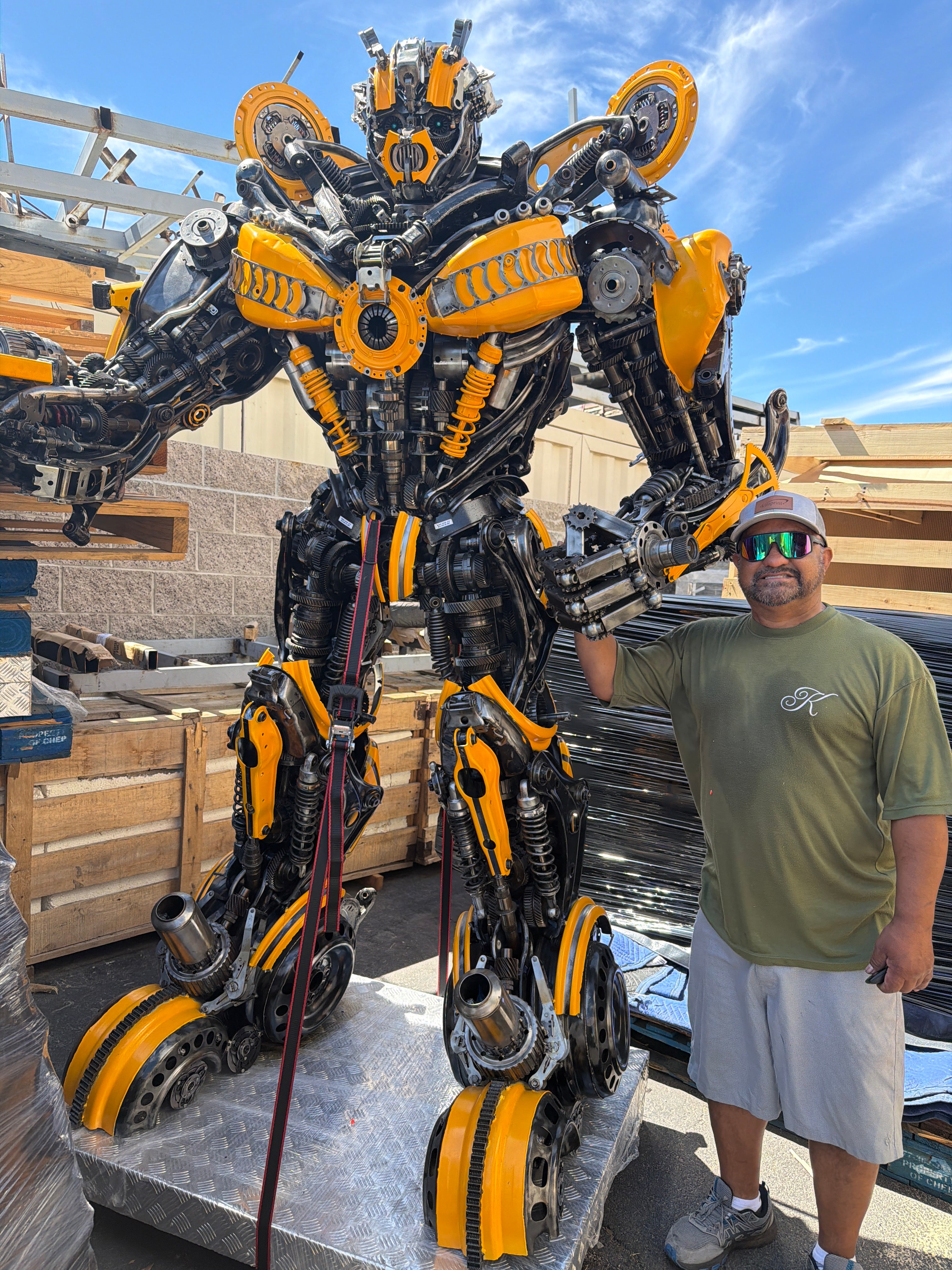 91" Bumblebee Inspired Recycled Metal Art Sculpture