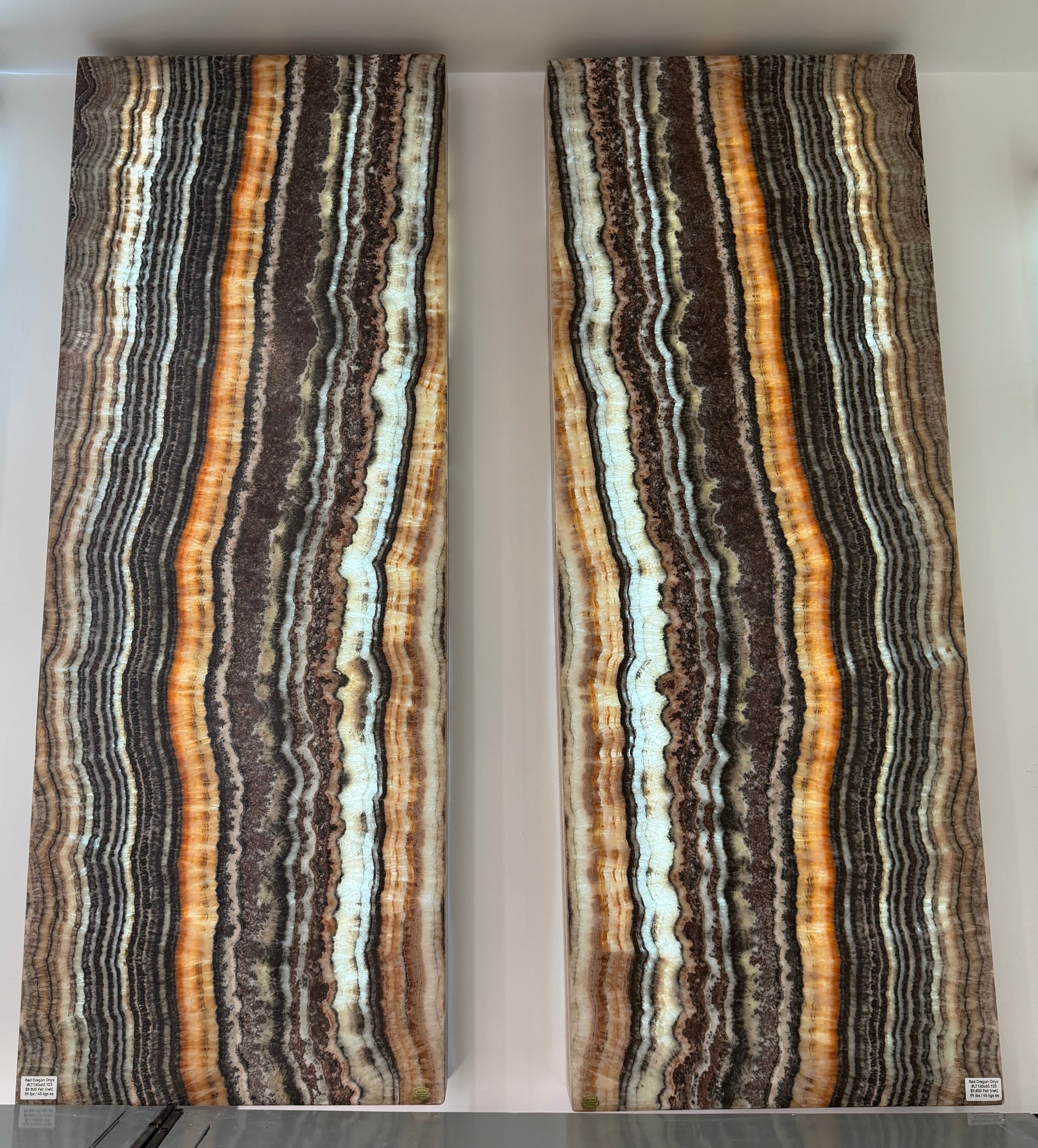Red Dragon Onyx Light Wall Panel Set - 63" x 24"