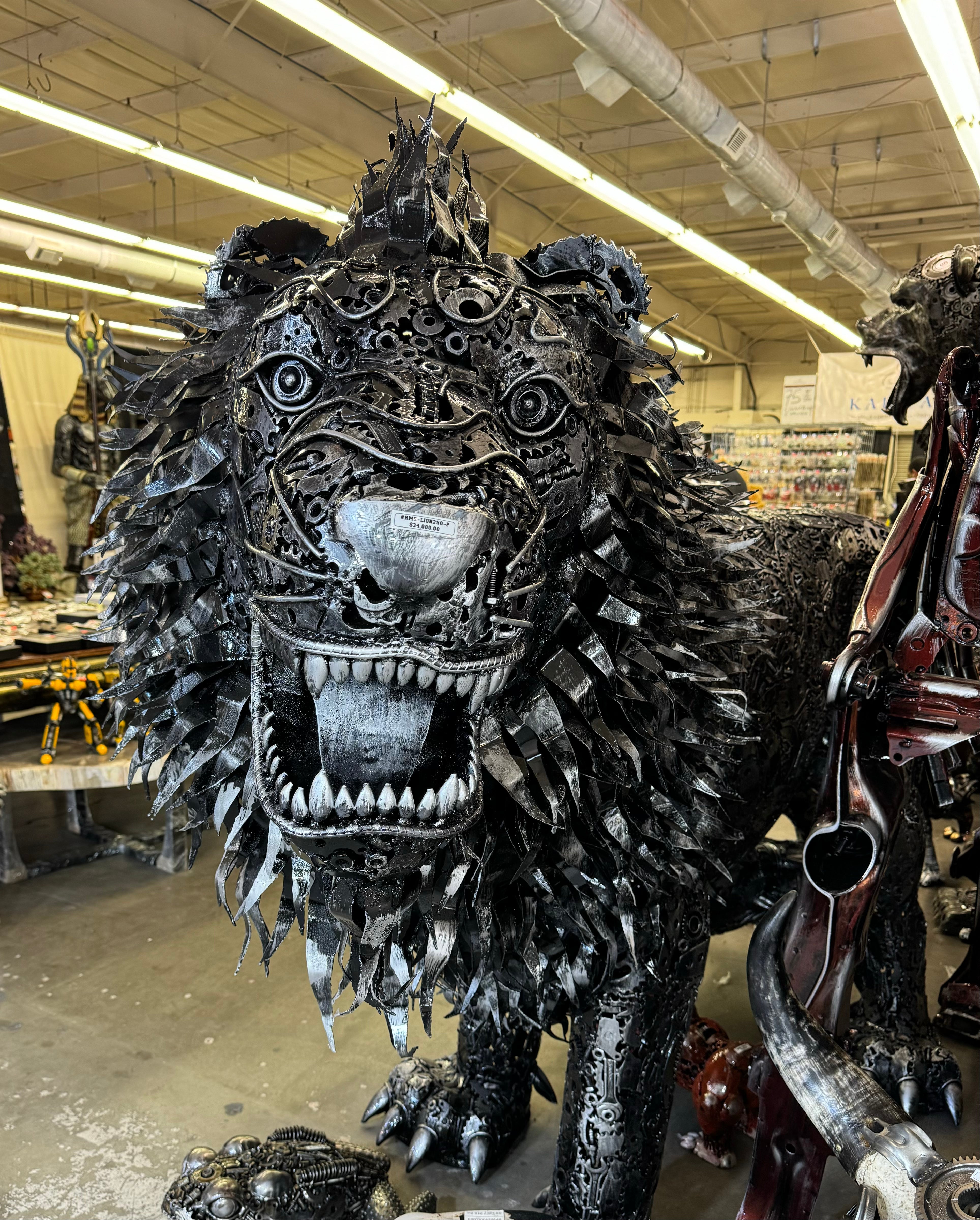 Roaring Lion Recycled Metal Sculpture