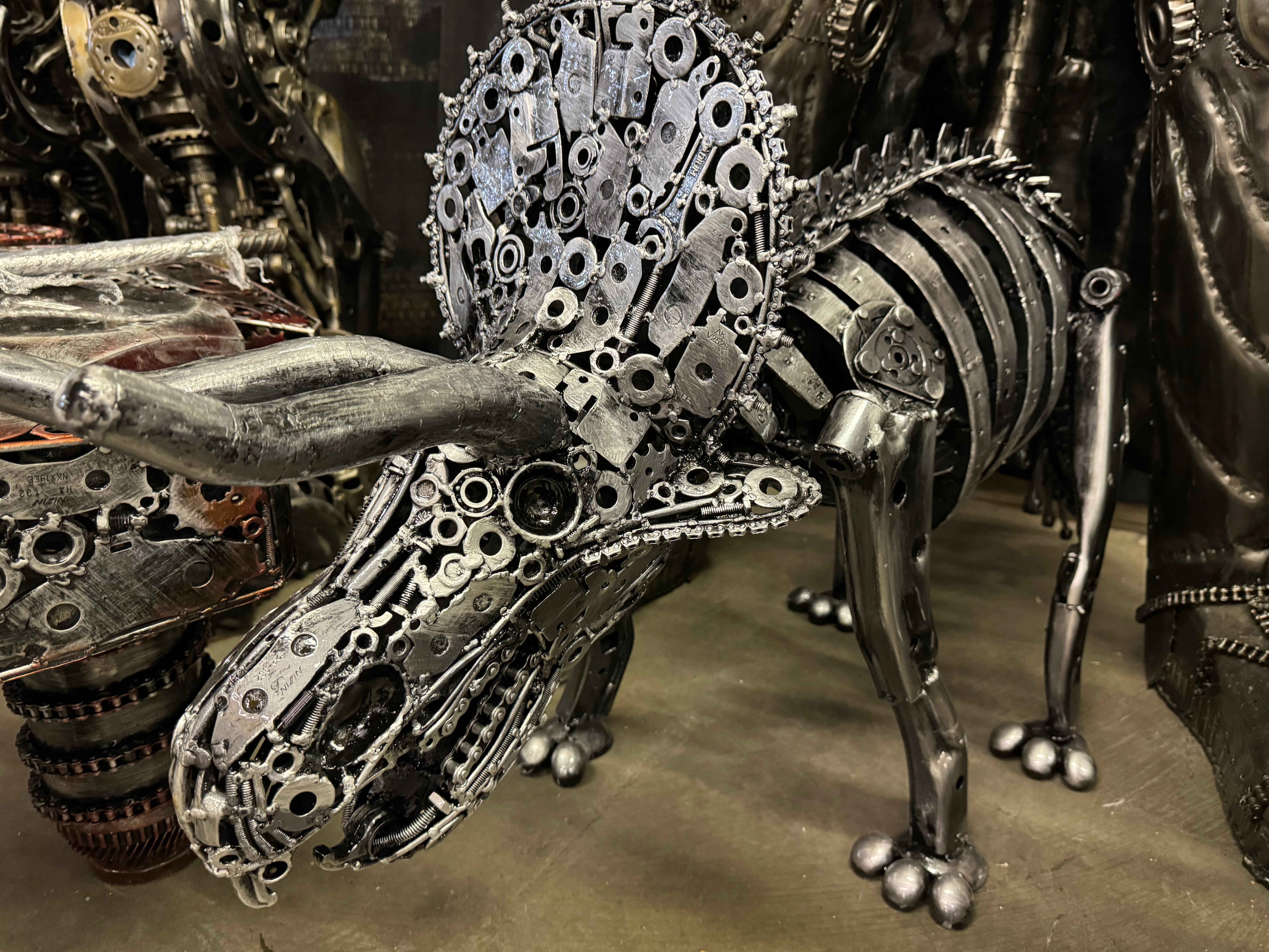 Triceratops Skeleton Inspired Recycled Metal Sculpture