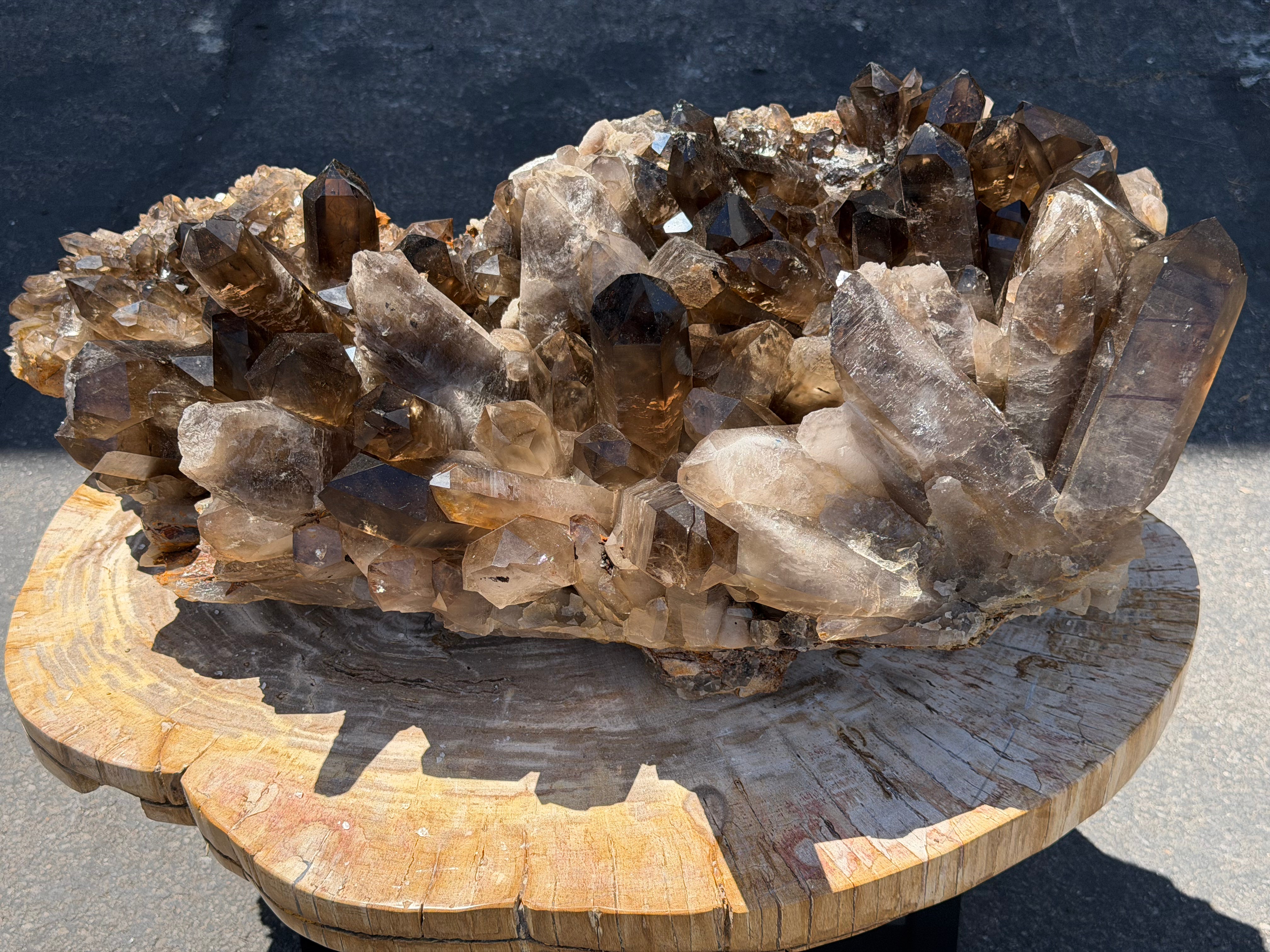 Natural Brazilian Smokey Quartz Cluster Specimen - 33" / 233 lbs