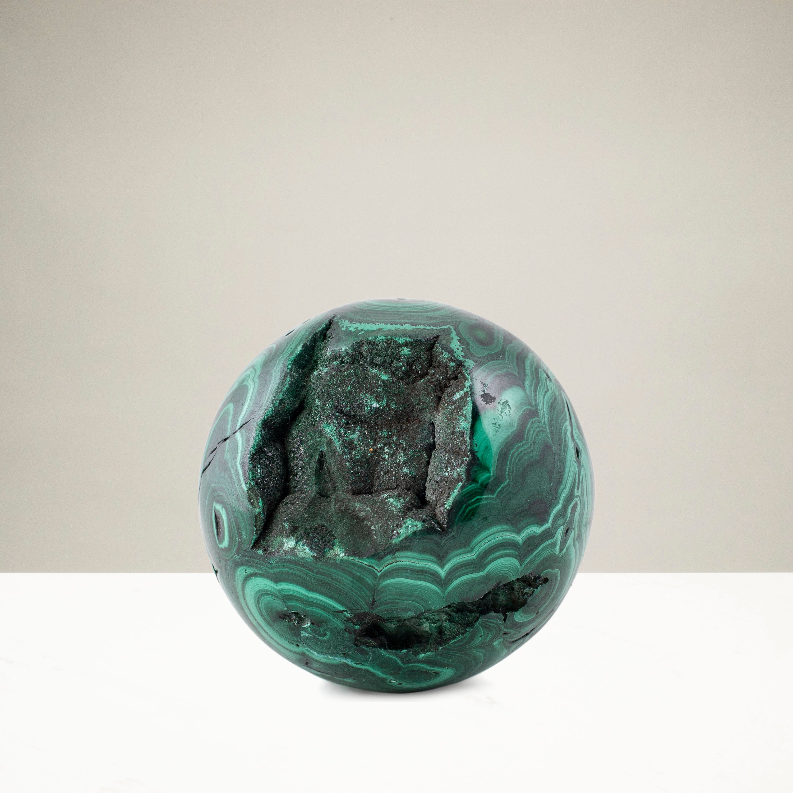 Natural Malachite Sphere Carving From Congo - 2" / 275g