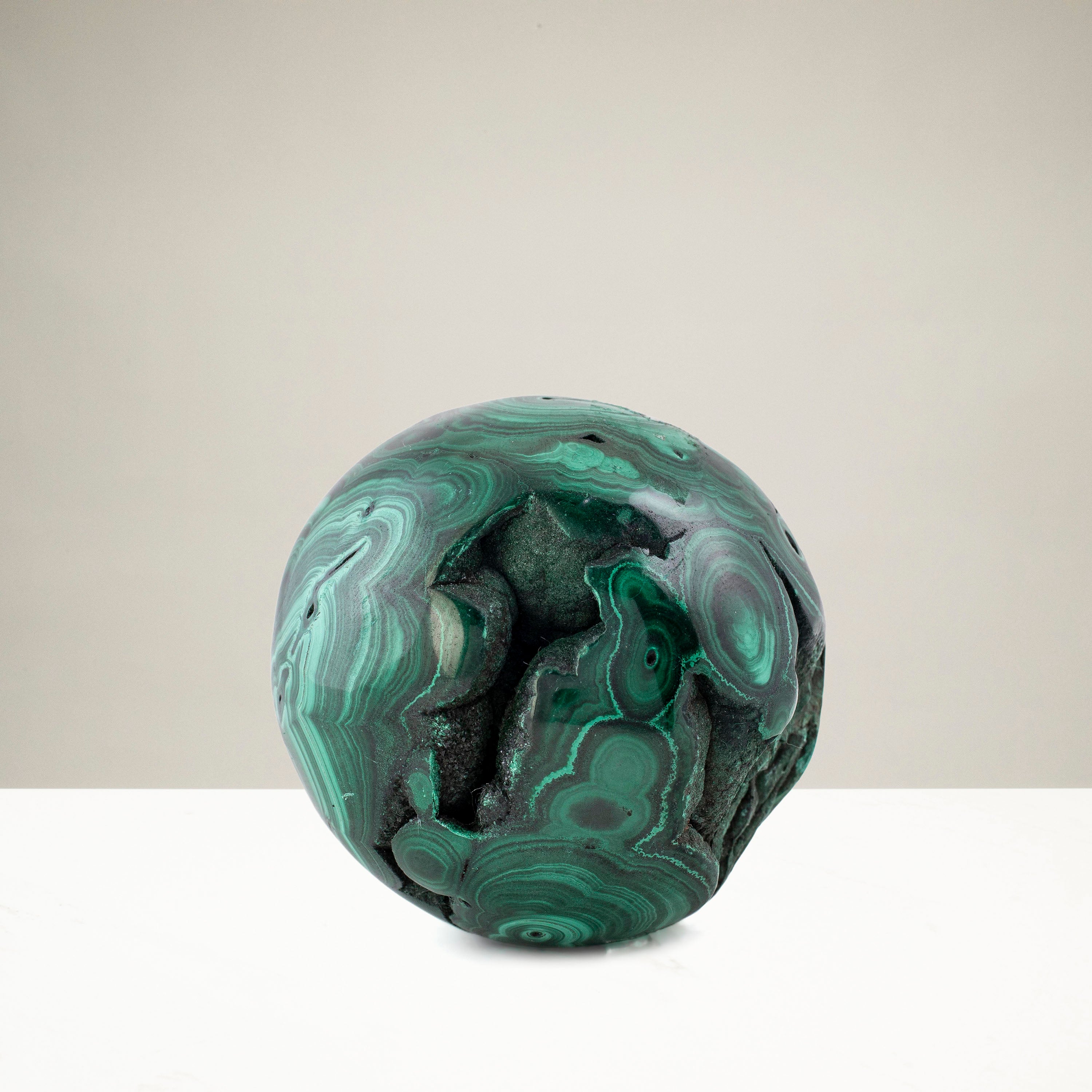 Natural Malachite Sphere Carving From Congo - 2" / 275g