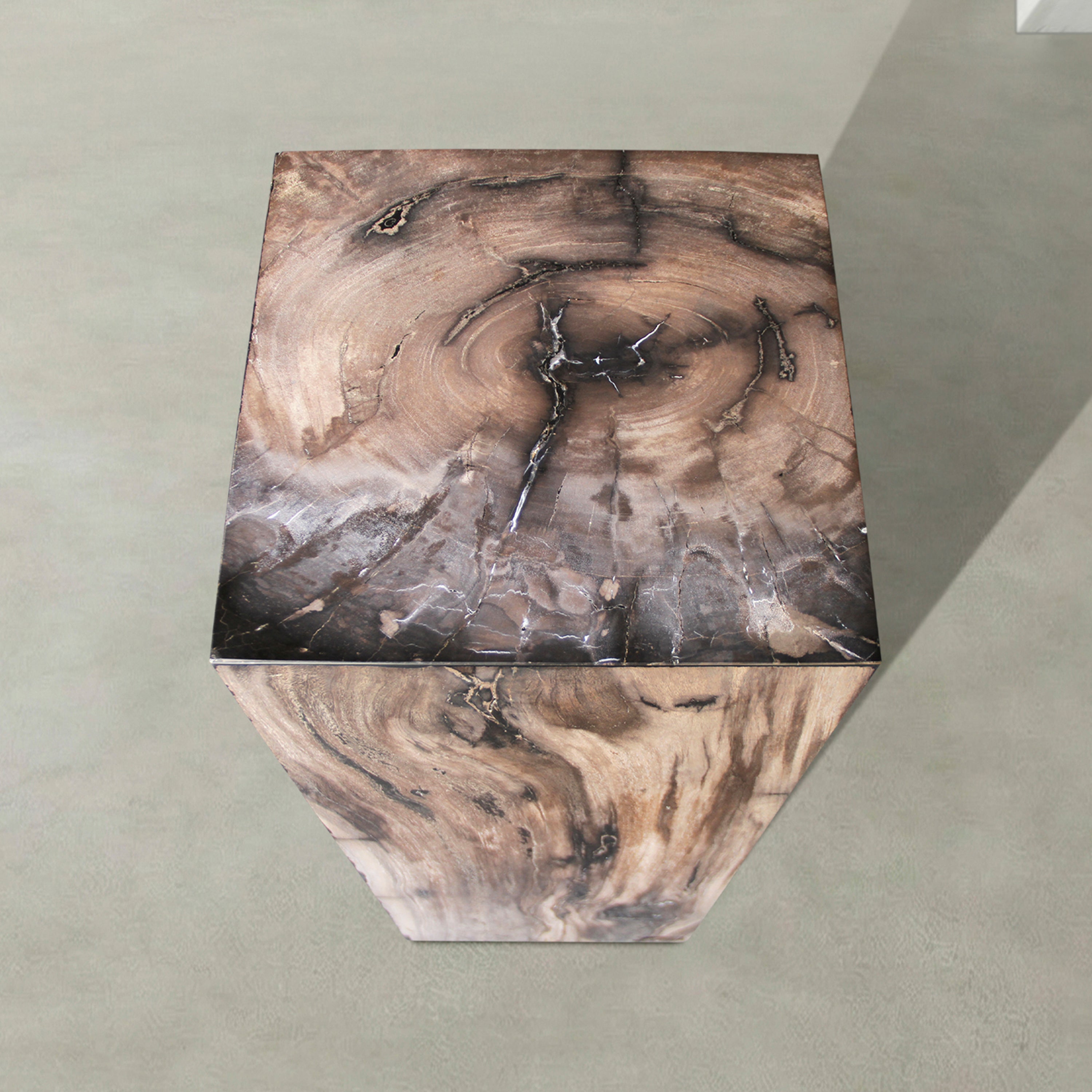 Natural Petrified Wood Hollow Square Pedestal from Indonesia - 39" / 179 lbs