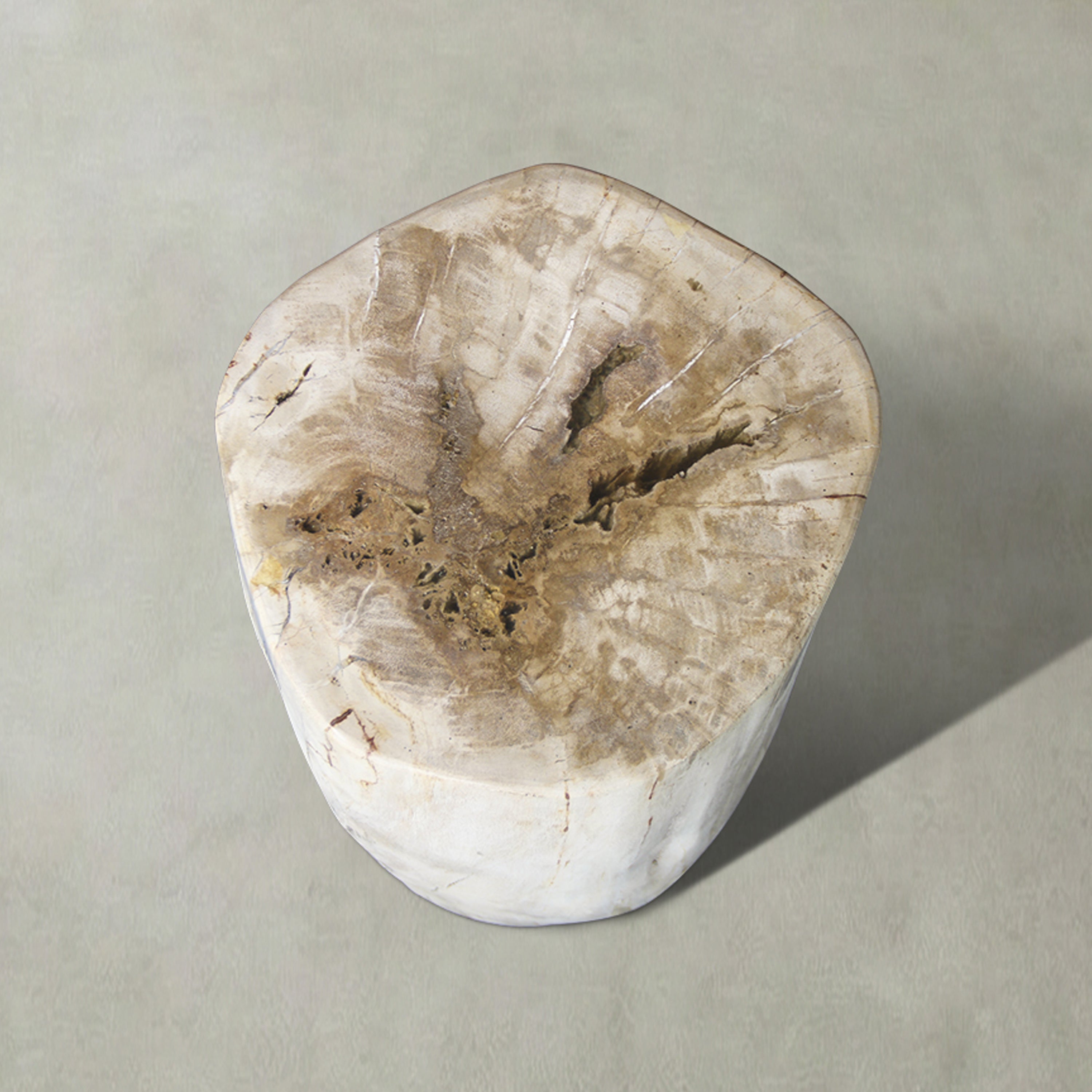 Natural Polished Petrified Wood Stool from Indonesia - 18" / 144 lbs