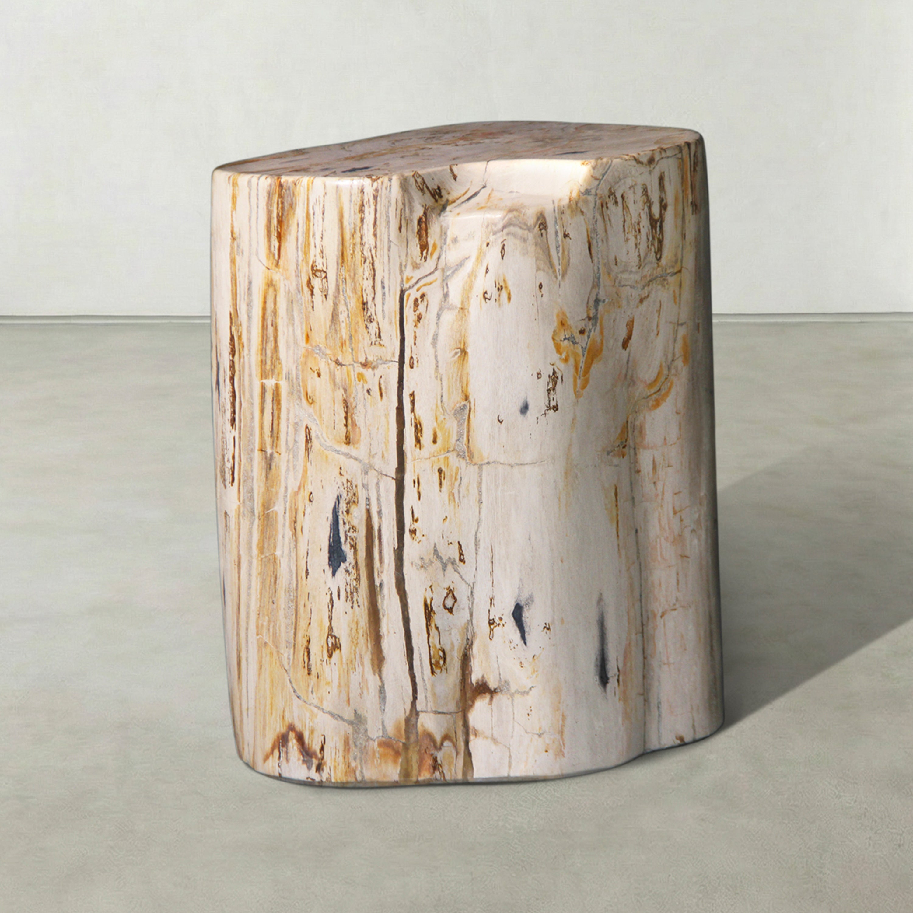 Natural Polished Petrified Wood Stool from Indonesia - 18" / 199 lbs