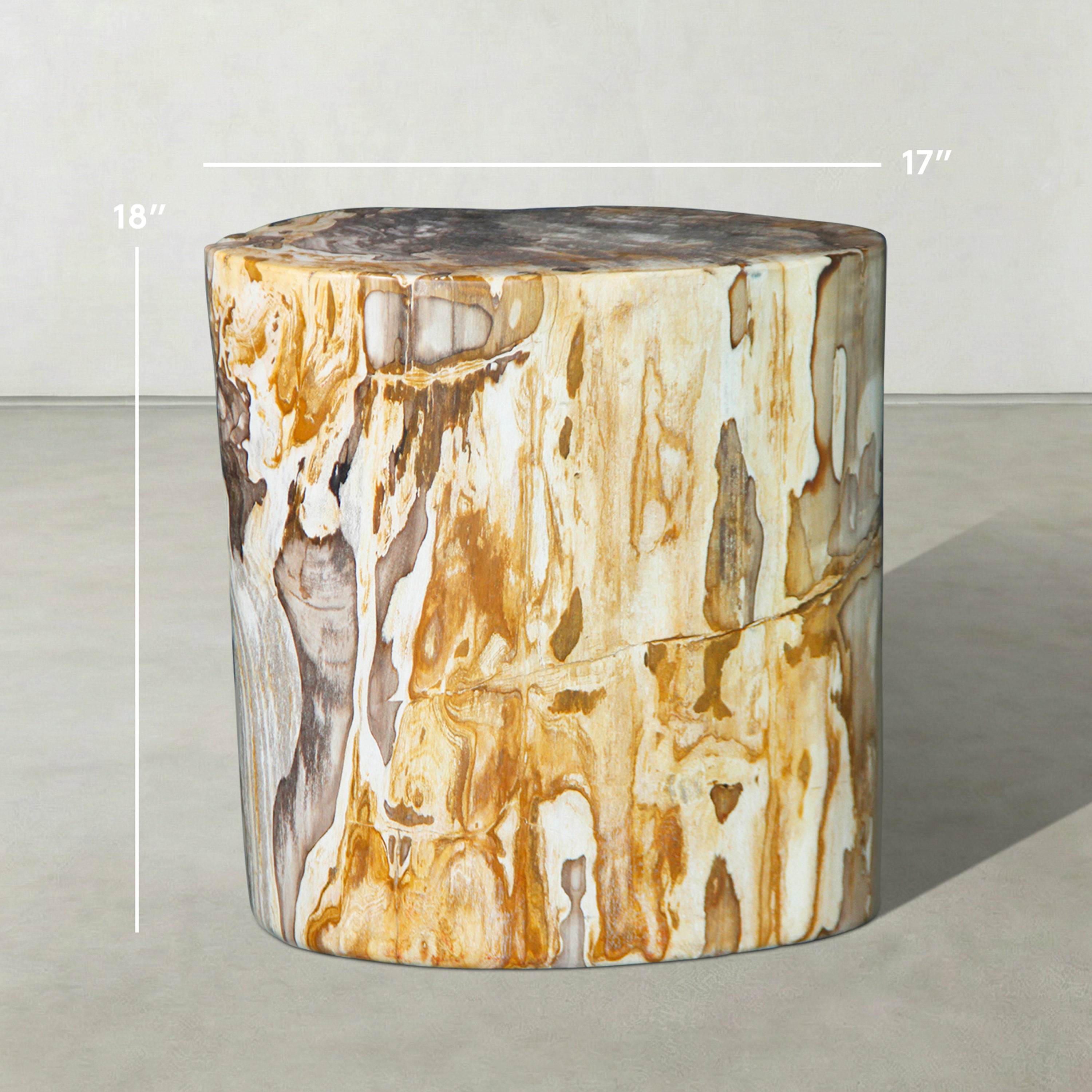 Natural Polished Petrified Wood Stool from Indonesia - 18" / 274 lbs