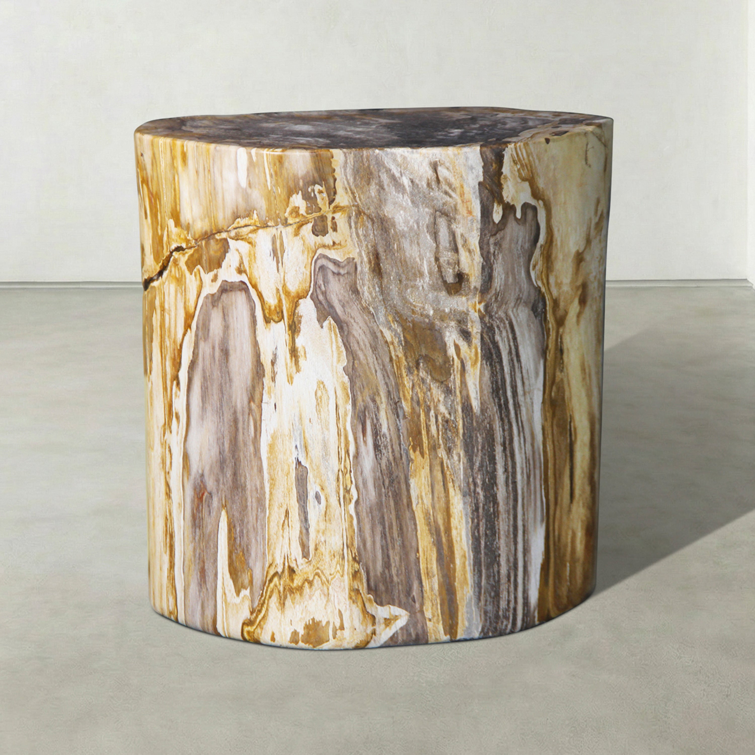 Natural Polished Petrified Wood Stool from Indonesia - 18" / 274 lbs