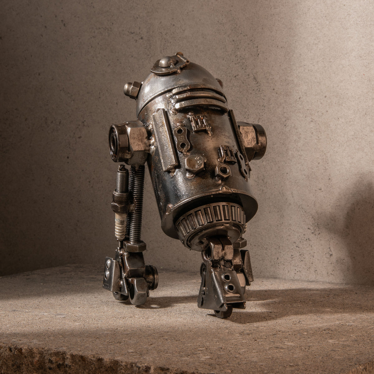 8" R2D2 Inspired Recycled Metal Sculpture