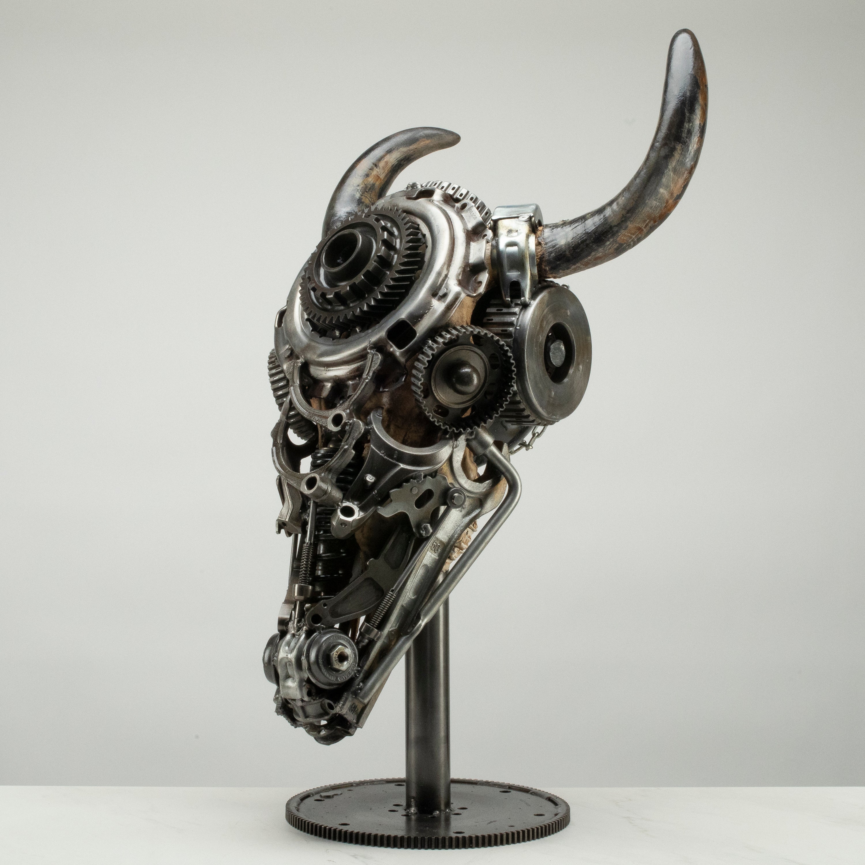 Bull Skull Recycled Metal Art Sculpture