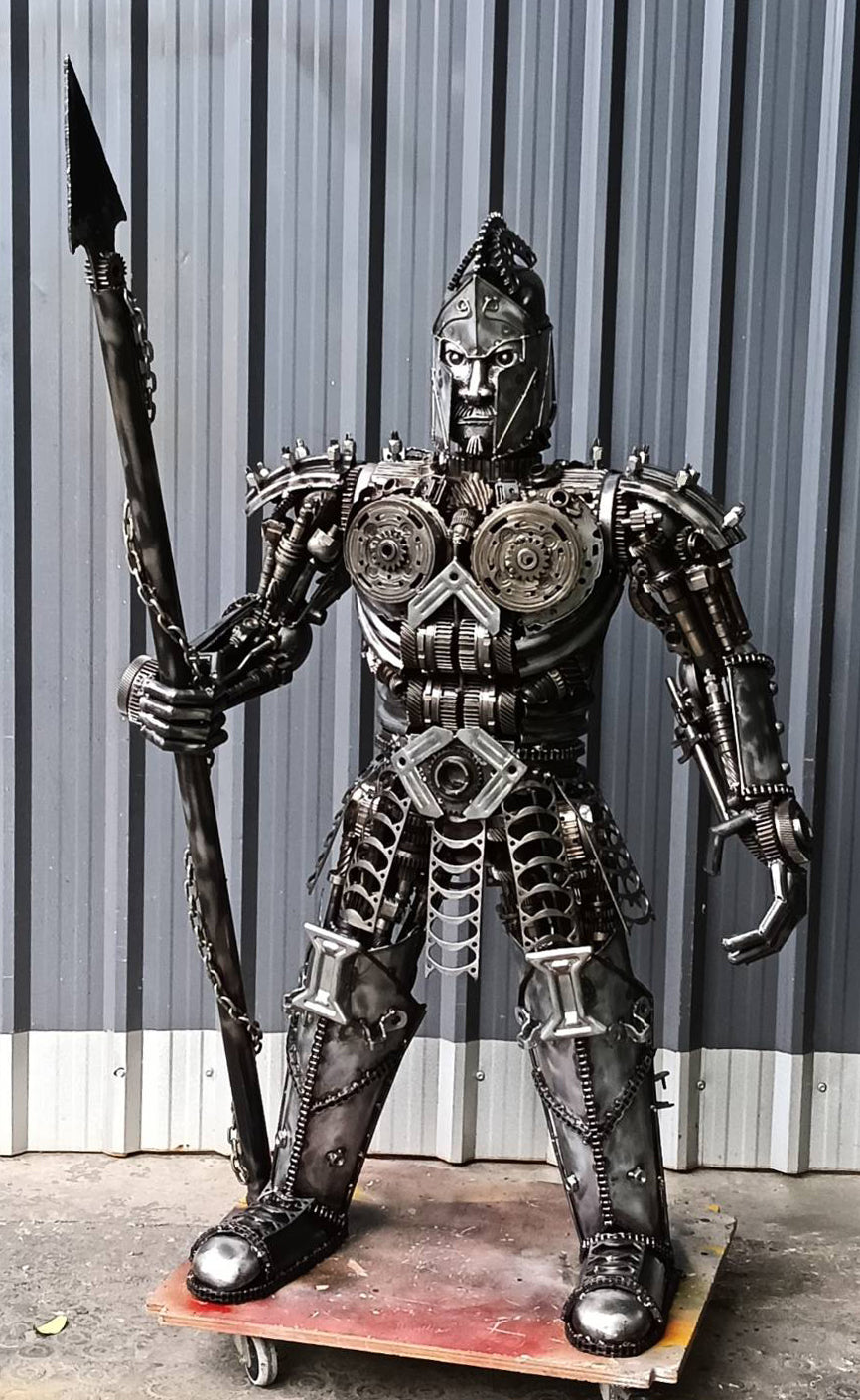 55" Knight Inspired Recycled Metal Art Sculpture