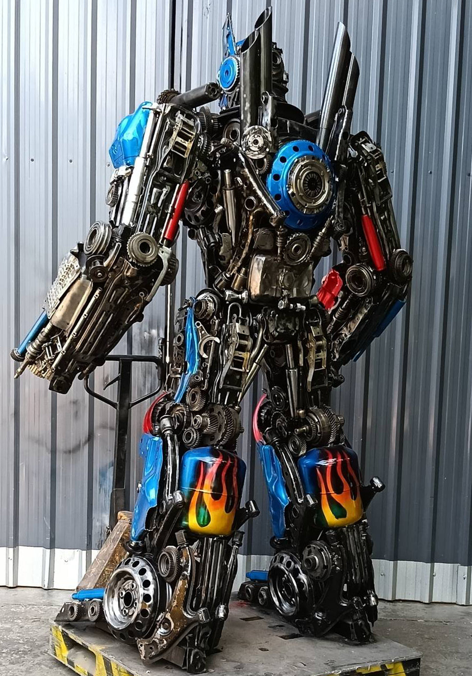 91" Optimus Prime Inspired Recycled Metal Art Sculpture