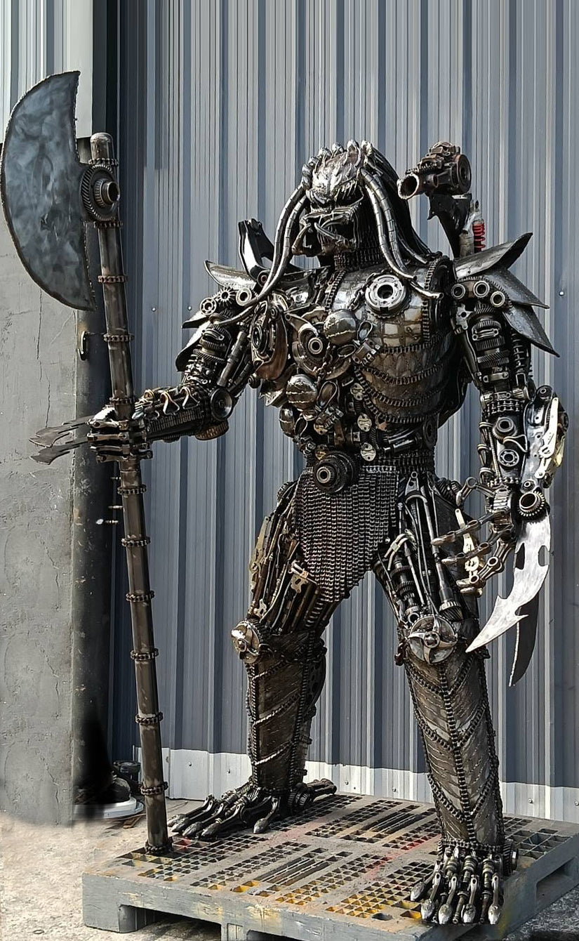 91" Predator Inspired Recycled Metal Art Sculpture