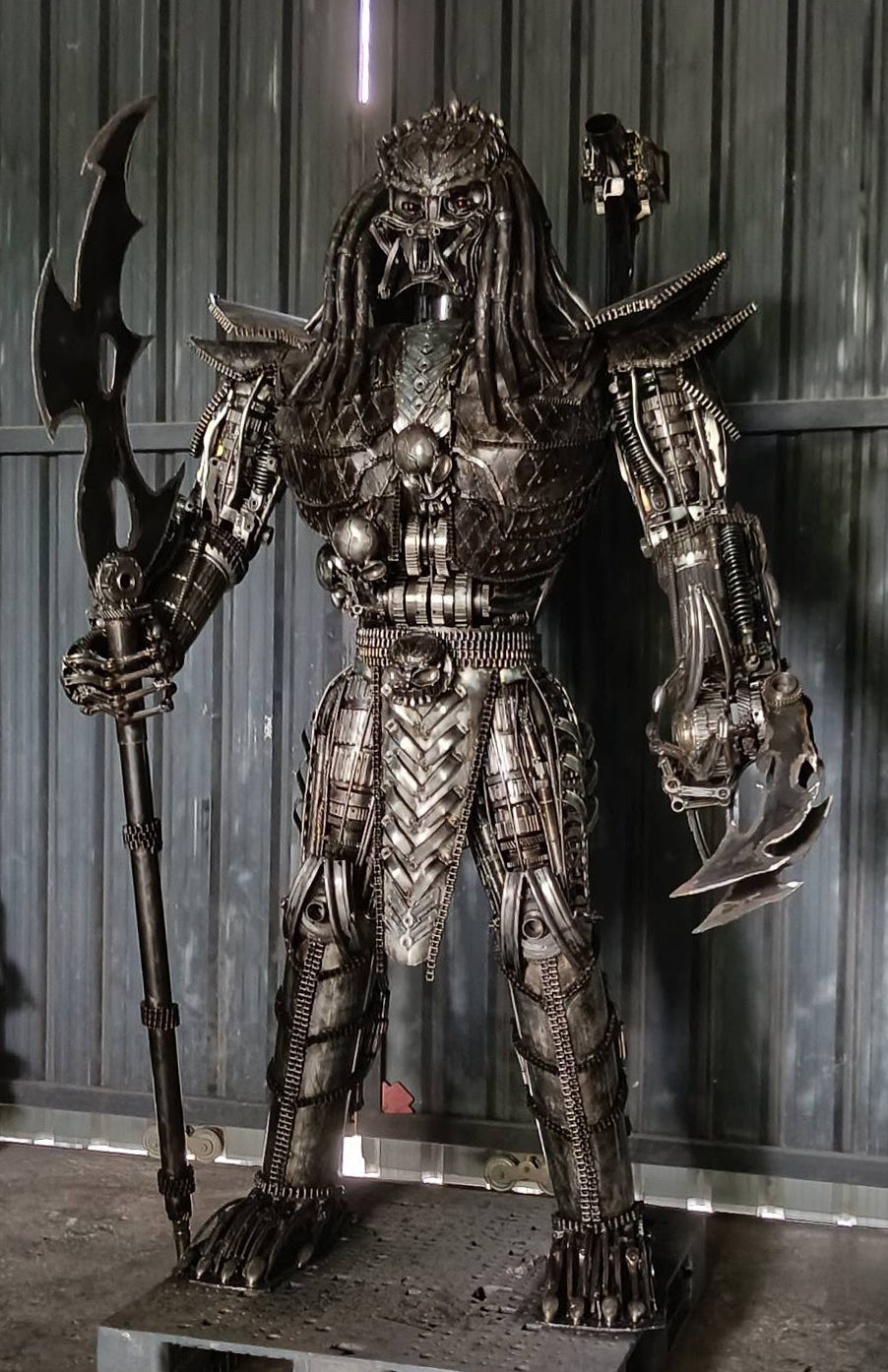 91" Predator Inspired Recycled Metal Art Sculpture
