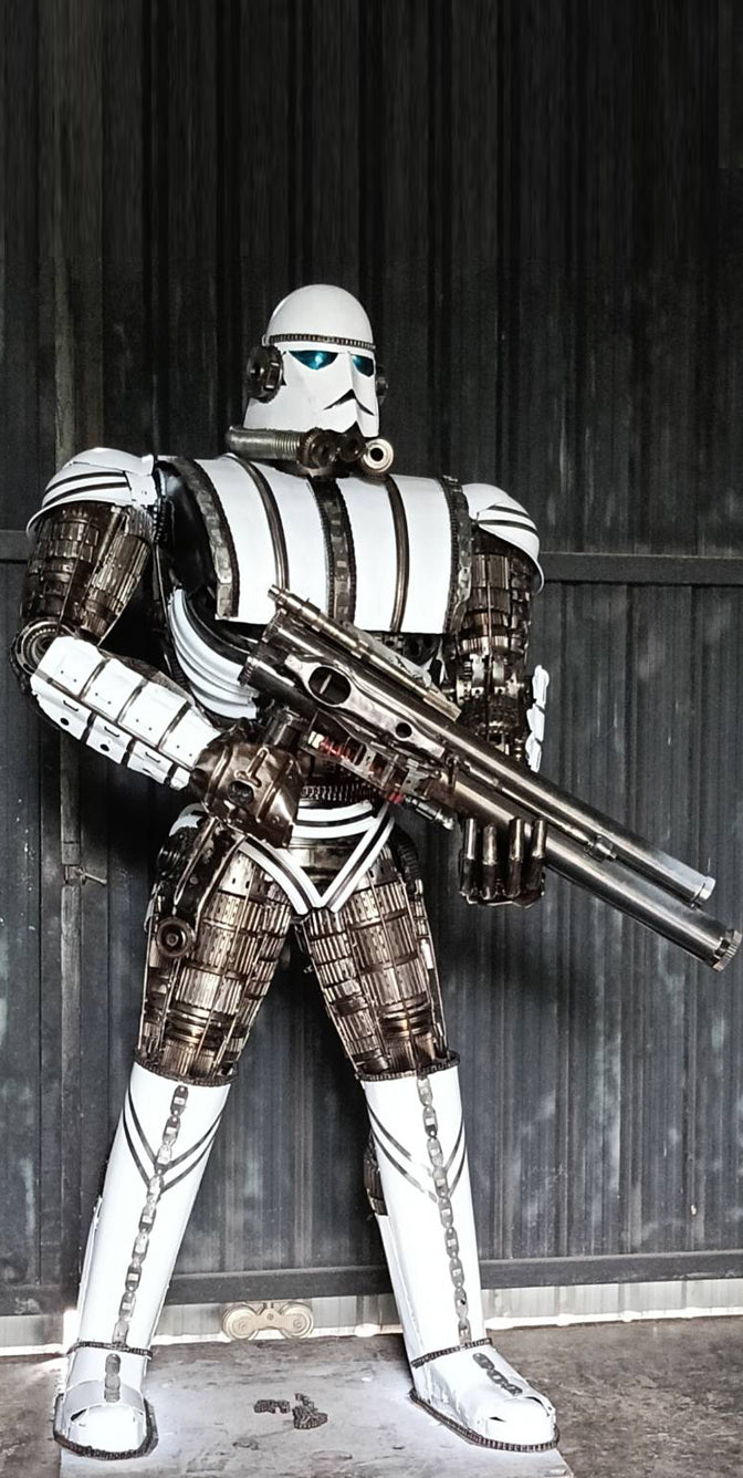91" Storm Trooper Inspired Recycled Metal Art Sculpture