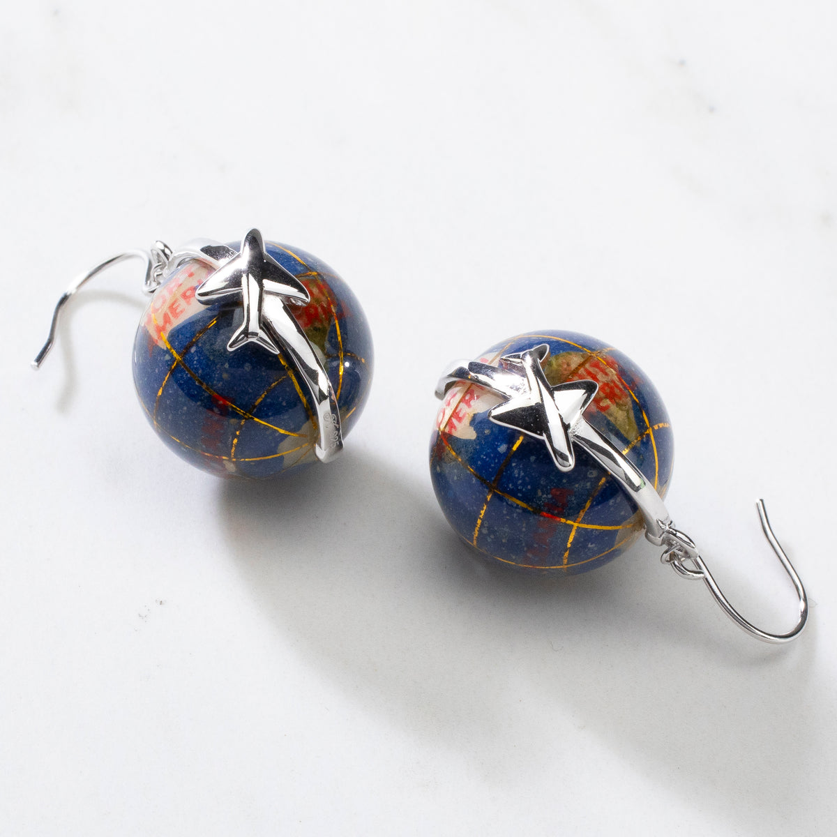 18 mm Gemstone Globe Sterling Silver Earrings
