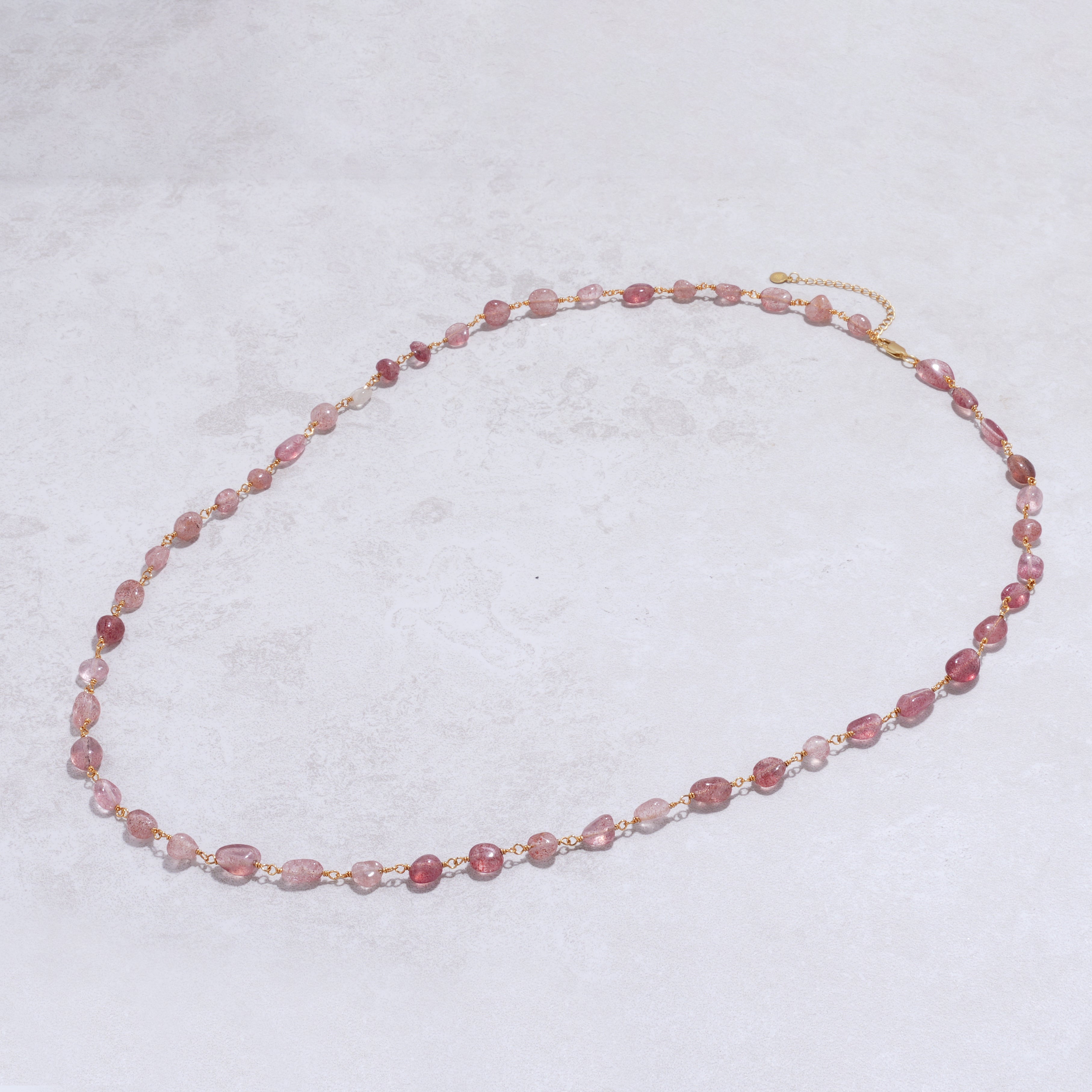 KALIFANO Gemstone Necklaces 27" Strawberry Quartz Necklace with 24K Gold Plated Chain ZX69-SQ