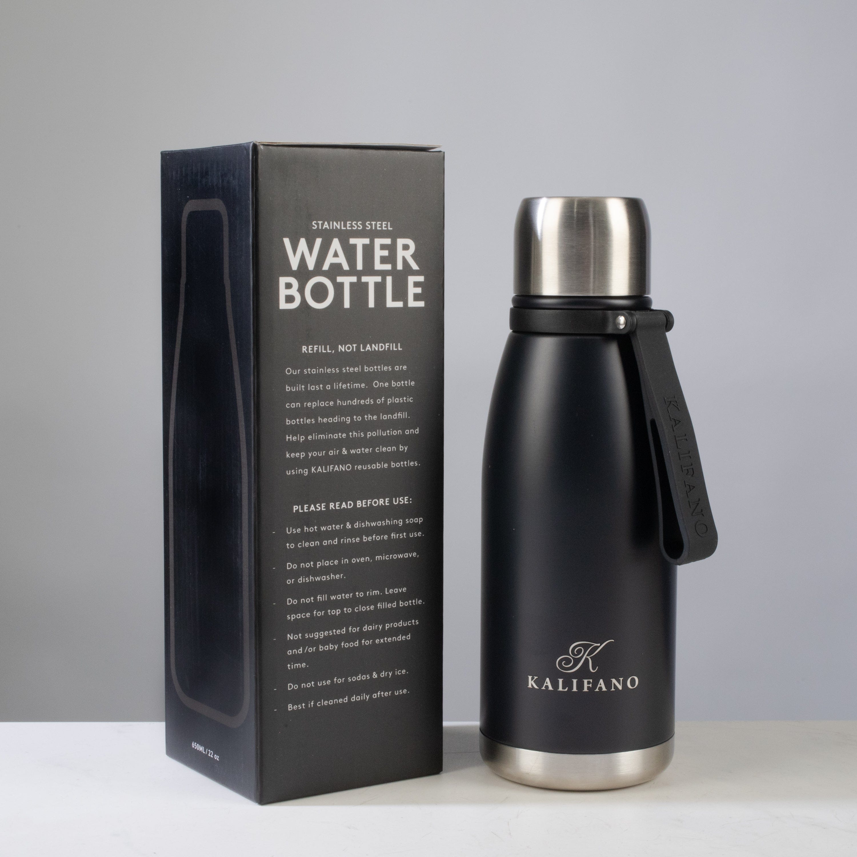 Alexander Kalifano KALIFANO 22oz Standard Mouth Water Bottle WB-K-BK