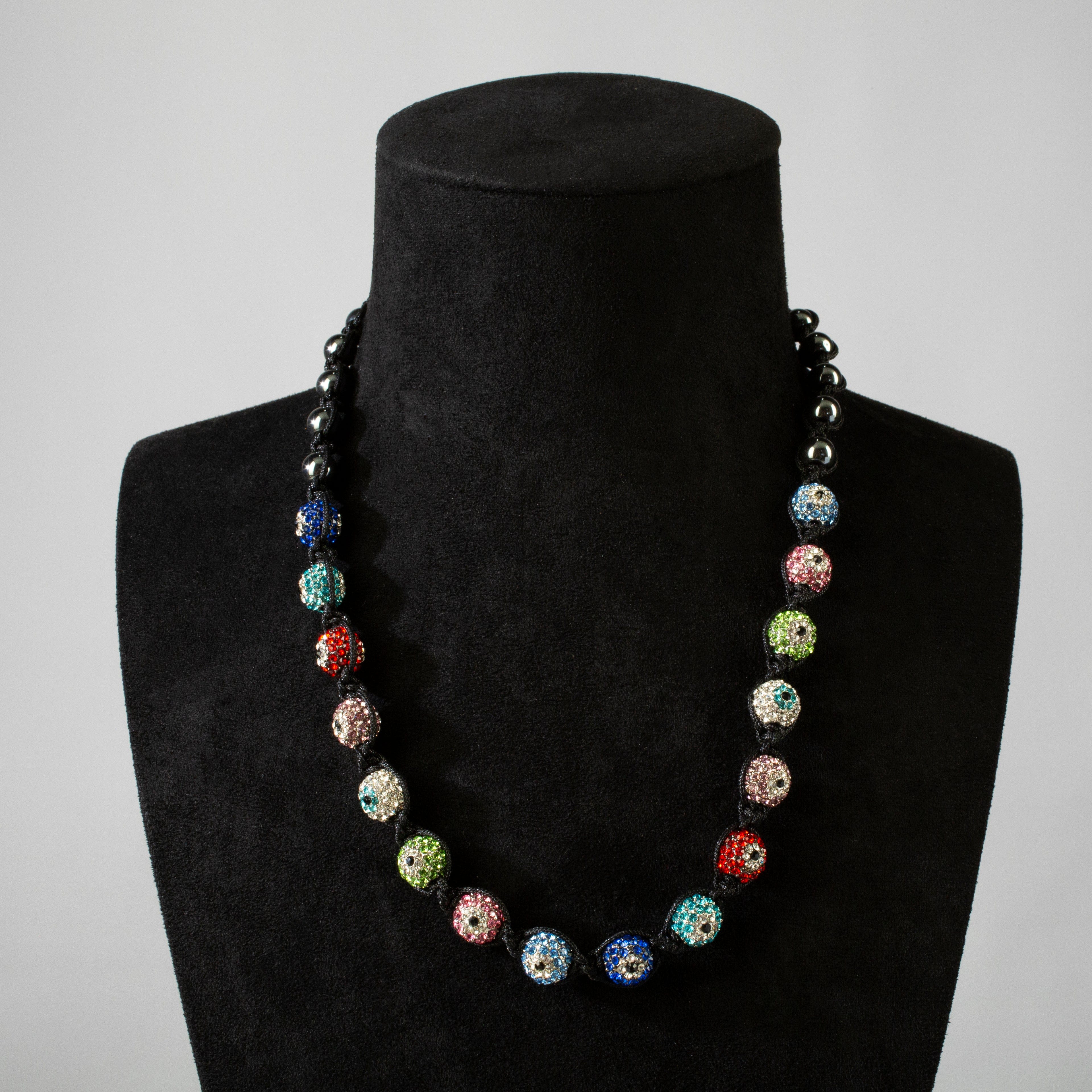 Alexander Kalifano Shamballa Bracelets Multicolor Shamballa Evil Eye Crystal Necklace SN-EE-MT