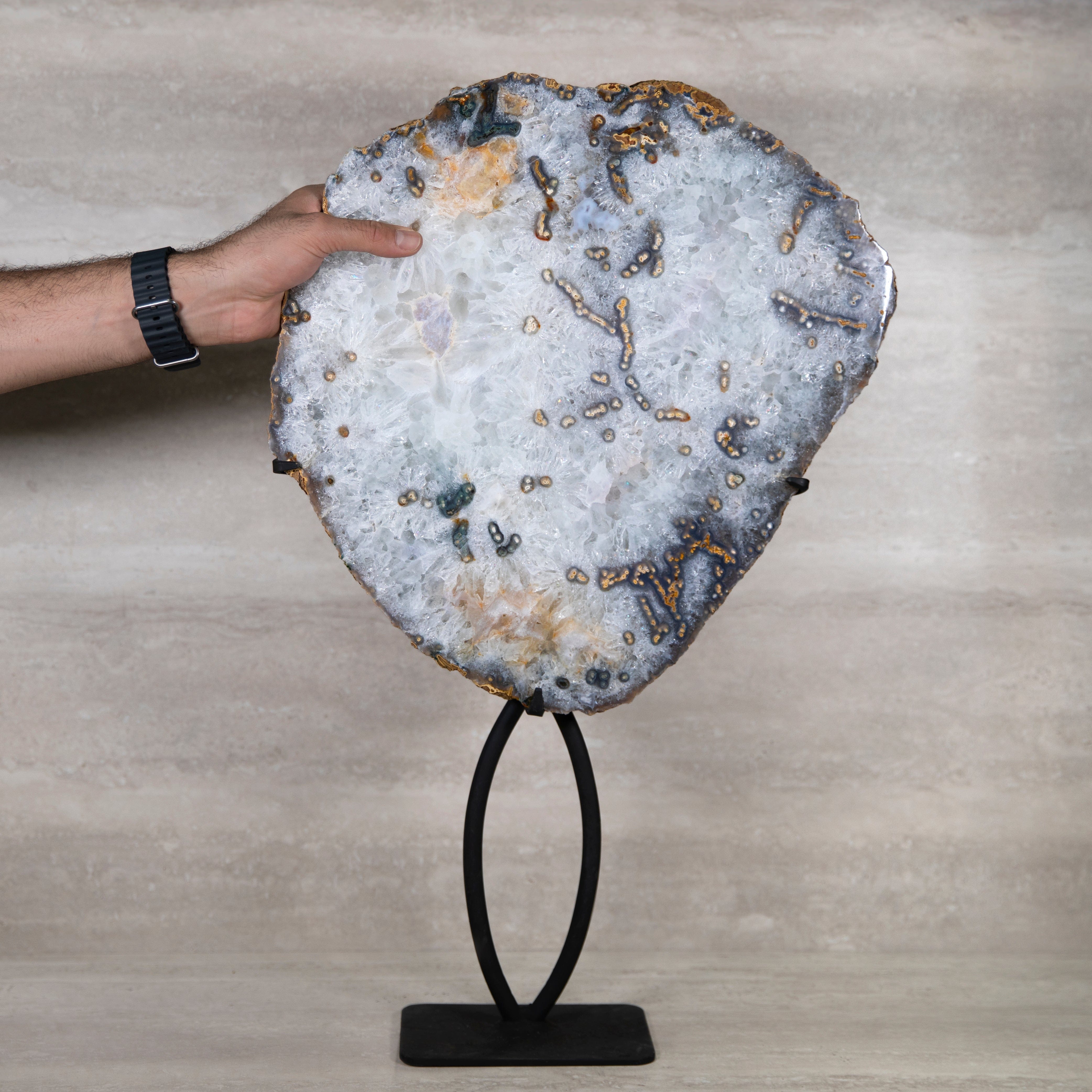 Kalifano Agate Agate Geode on Custom Stand from Brazil - 25 in / 23 lbs BAS5000.002