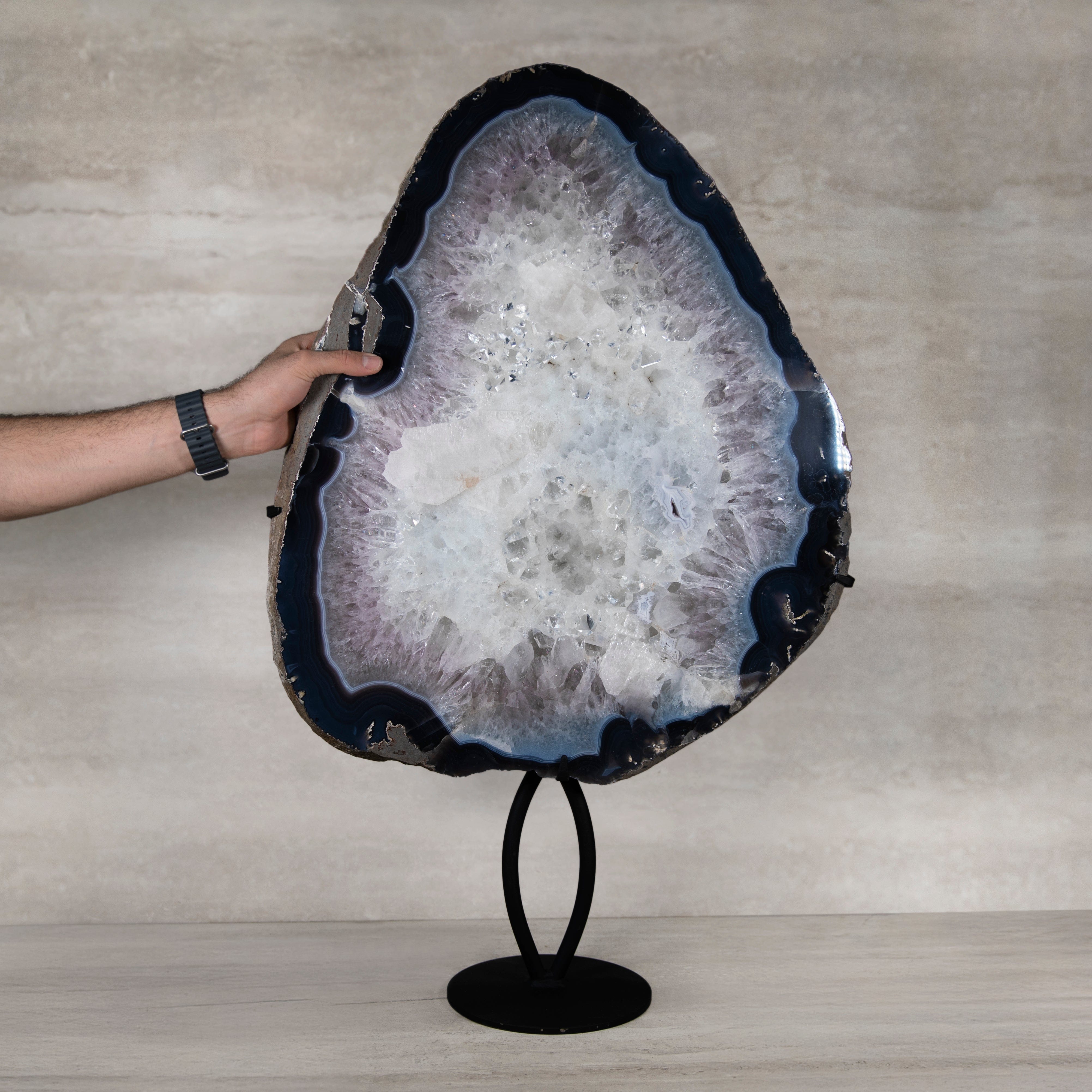 Kalifano Agate Agate Geode on Custom Stand from Brazil - 34 in / 56 lbs BAS16000.001