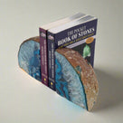 Blue Agate Geode Bookend Set