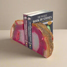 Large Pink Agate Geode Bookend Set