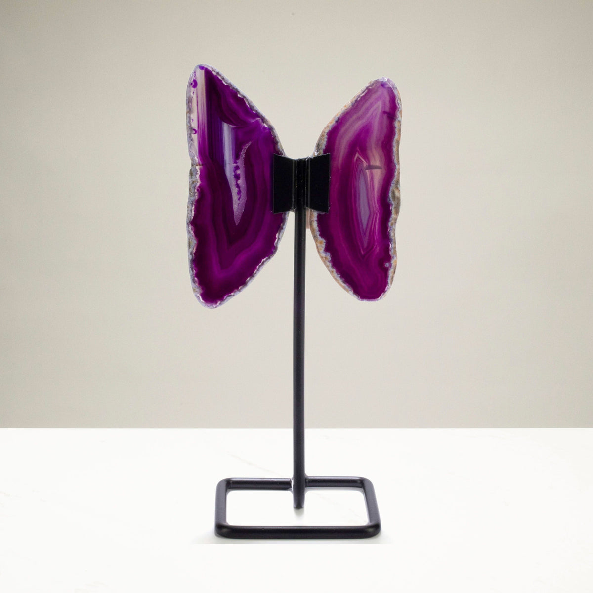 Kalifano Agate Purple Agate Wings on Custom Stand BAW120-PP
