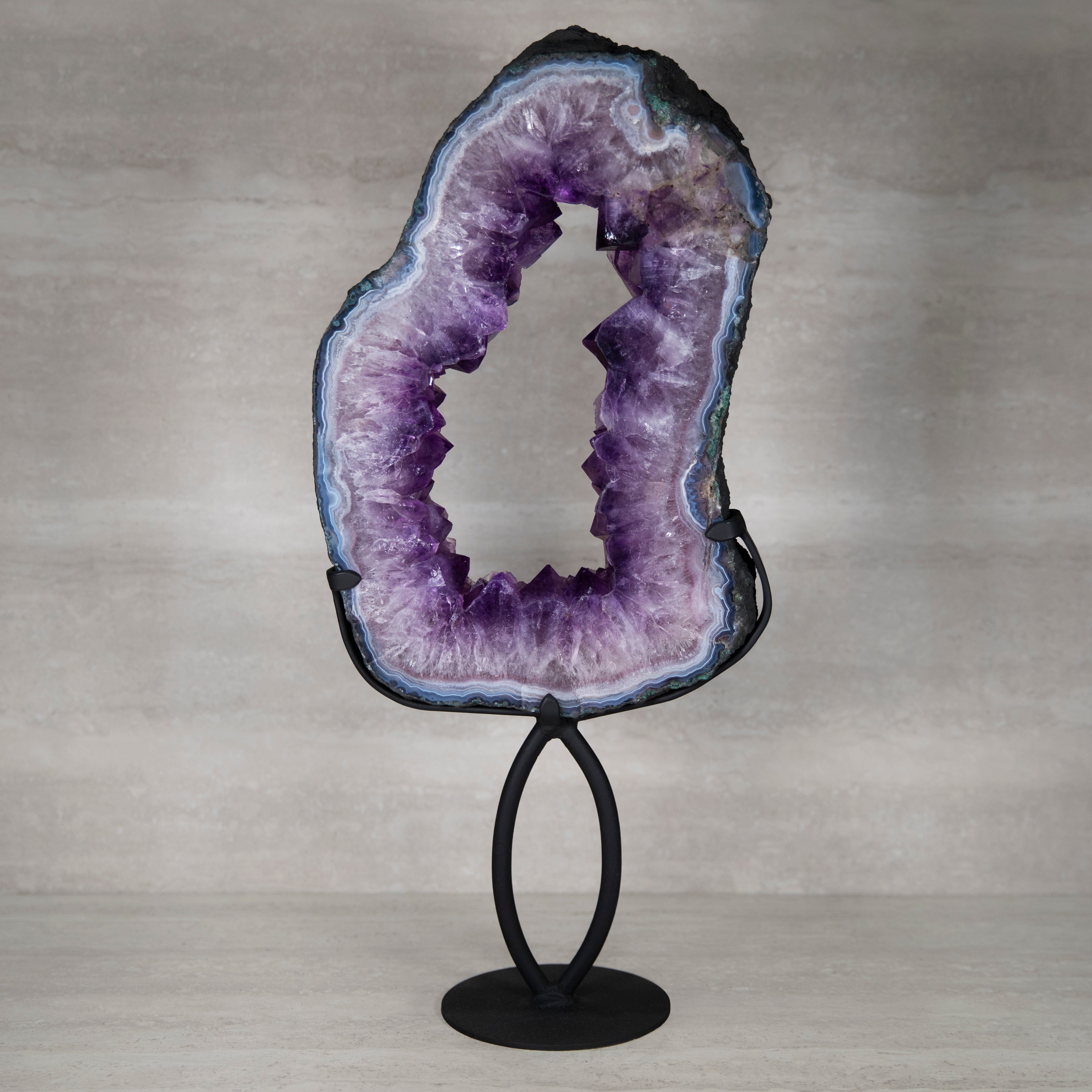 Kalifano Amethyst Amethyst Geode on Custom Stand from Brazil - 24.5 in / 20 lbs BAG6400.009