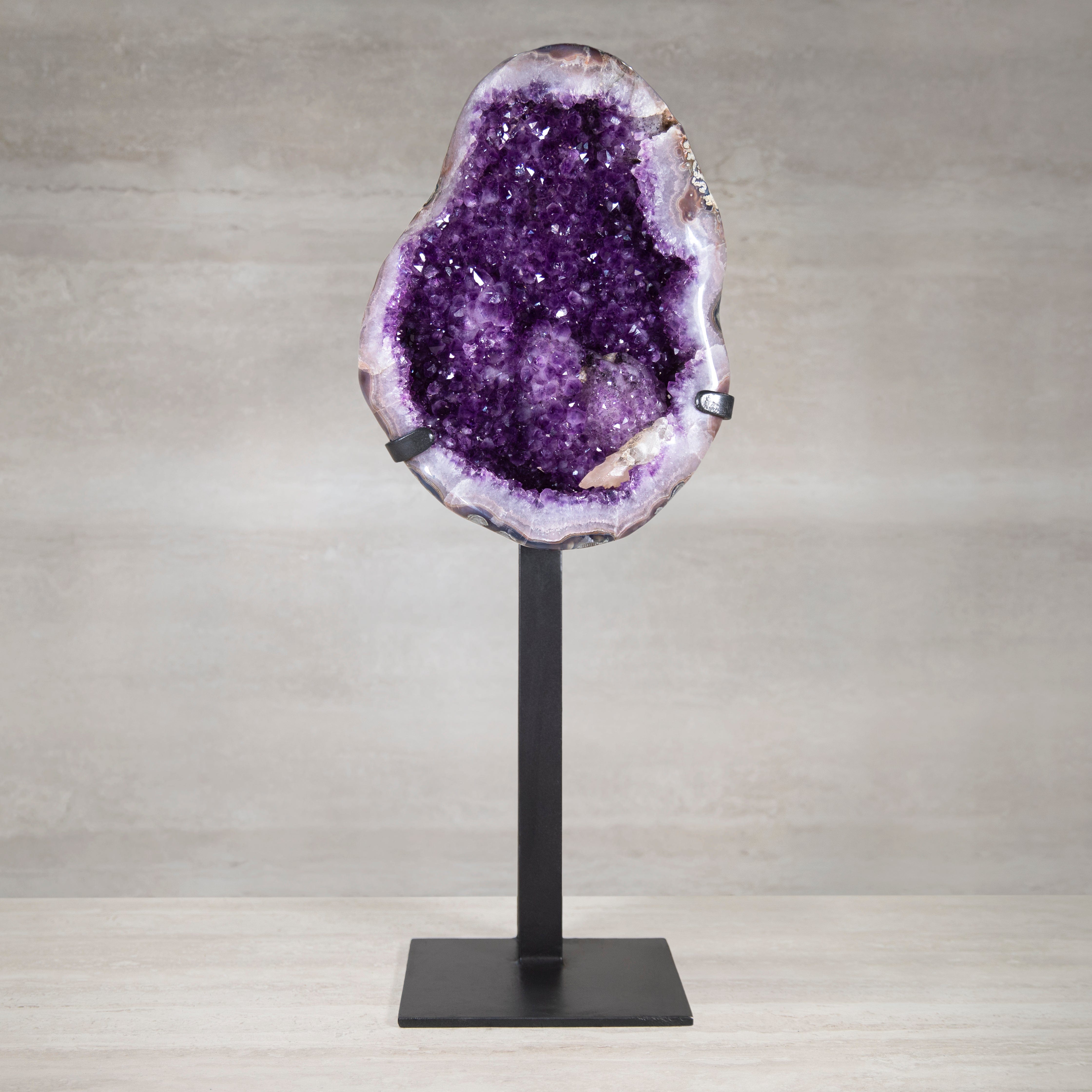 Kalifano Amethyst Amethyst Geode on Custom Stand from Brazil - 31 in / 46 lbs UAG16000.011