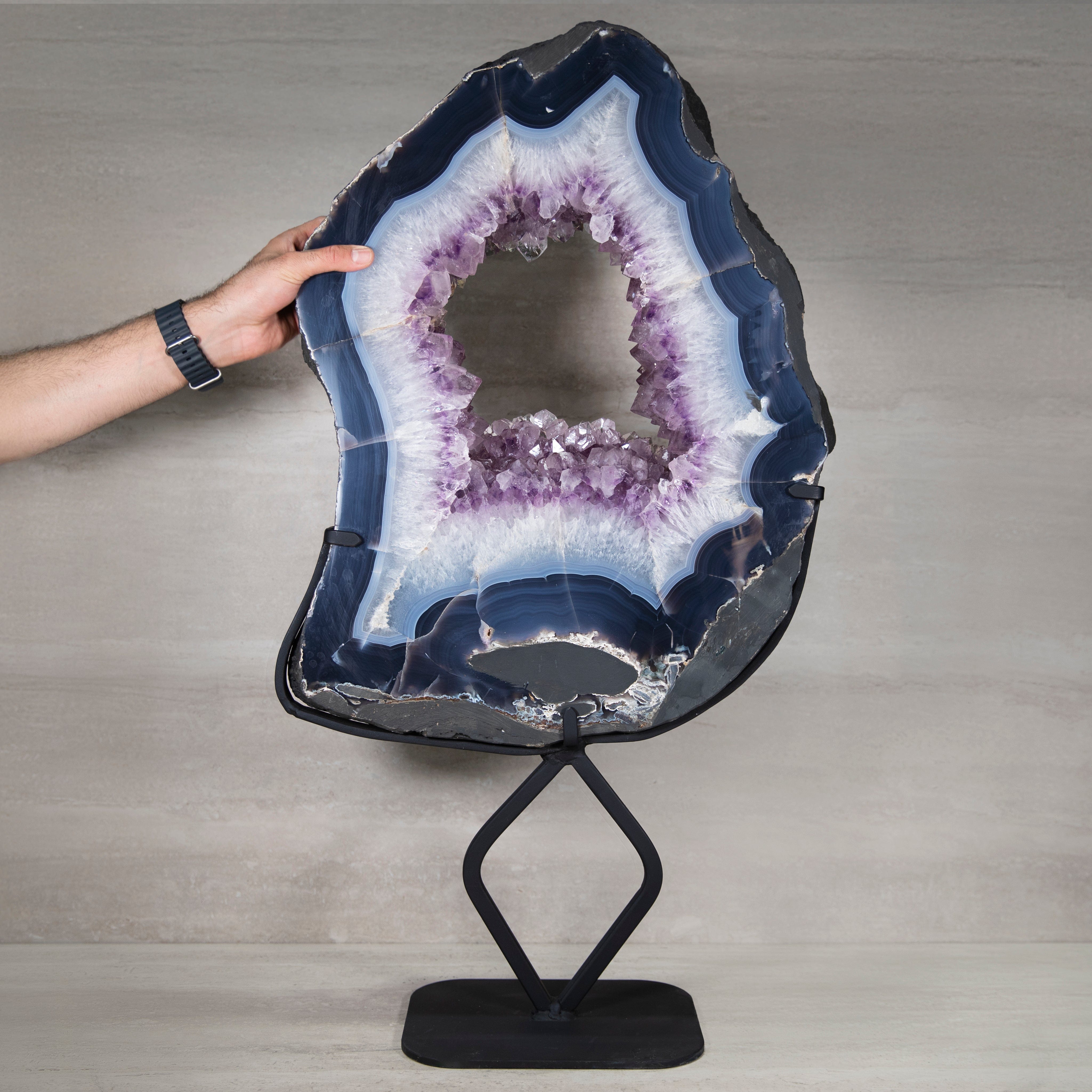 Kalifano Amethyst Amethyst Geode on Custom Stand from Brazil - 34 in / 63 lbs BAG18000.010