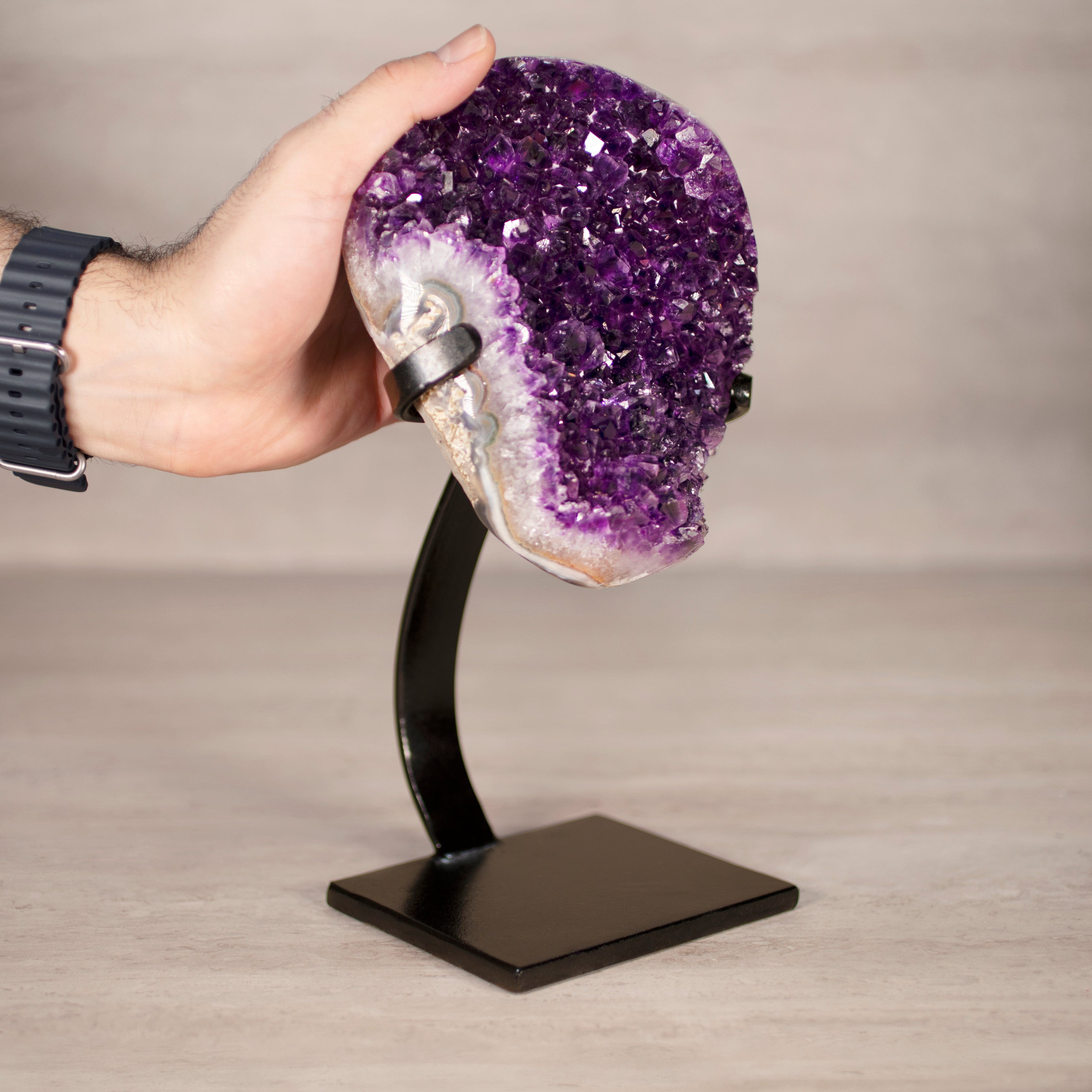 Kalifano Amethyst Amethyst Geode on Custom Stand from Uruguay - 10.5 in / 5.5 lbs UAG2500.007