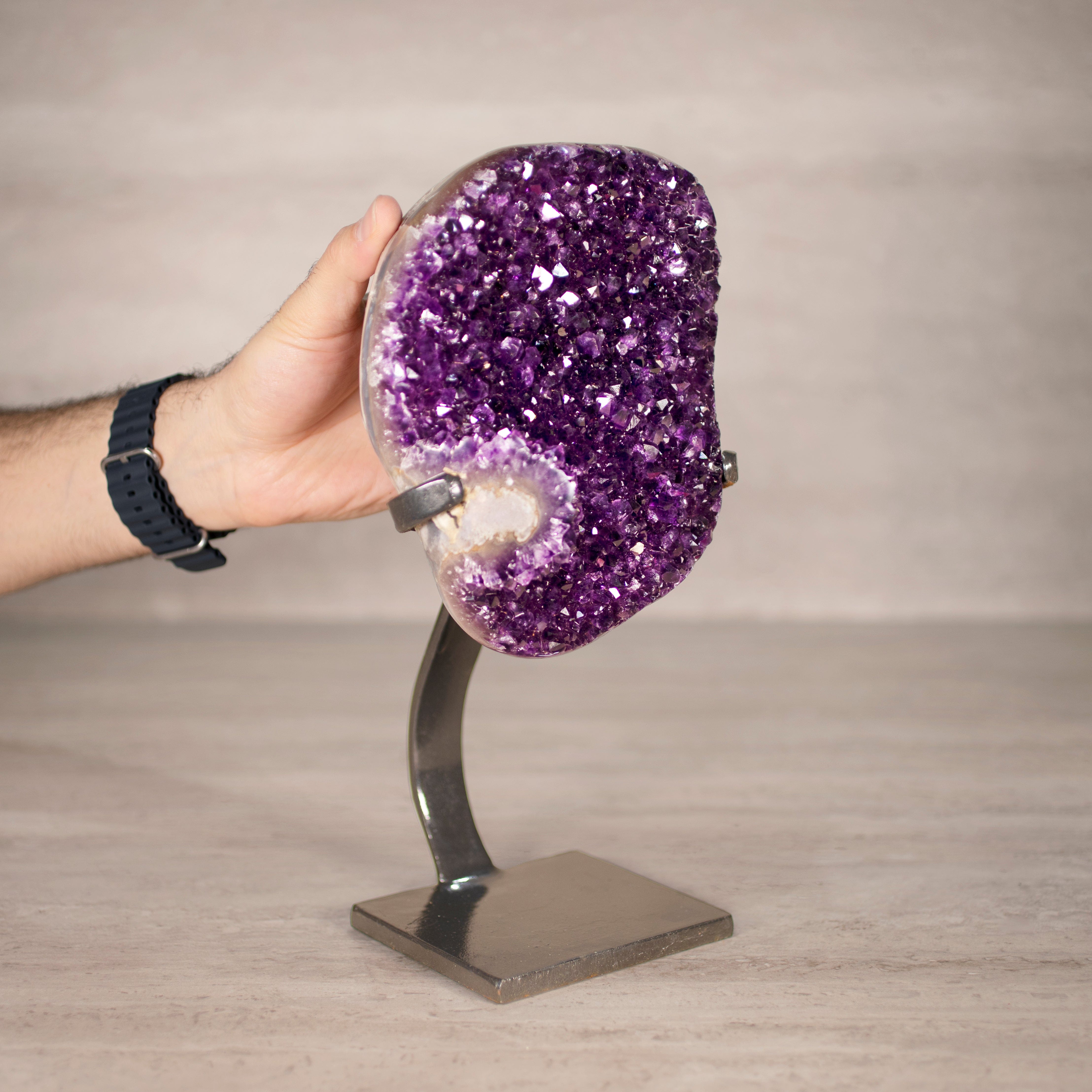 Kalifano Amethyst Amethyst Geode on Custom Stand from Uruguay - 12 in / 7 lbs UAG3200.013