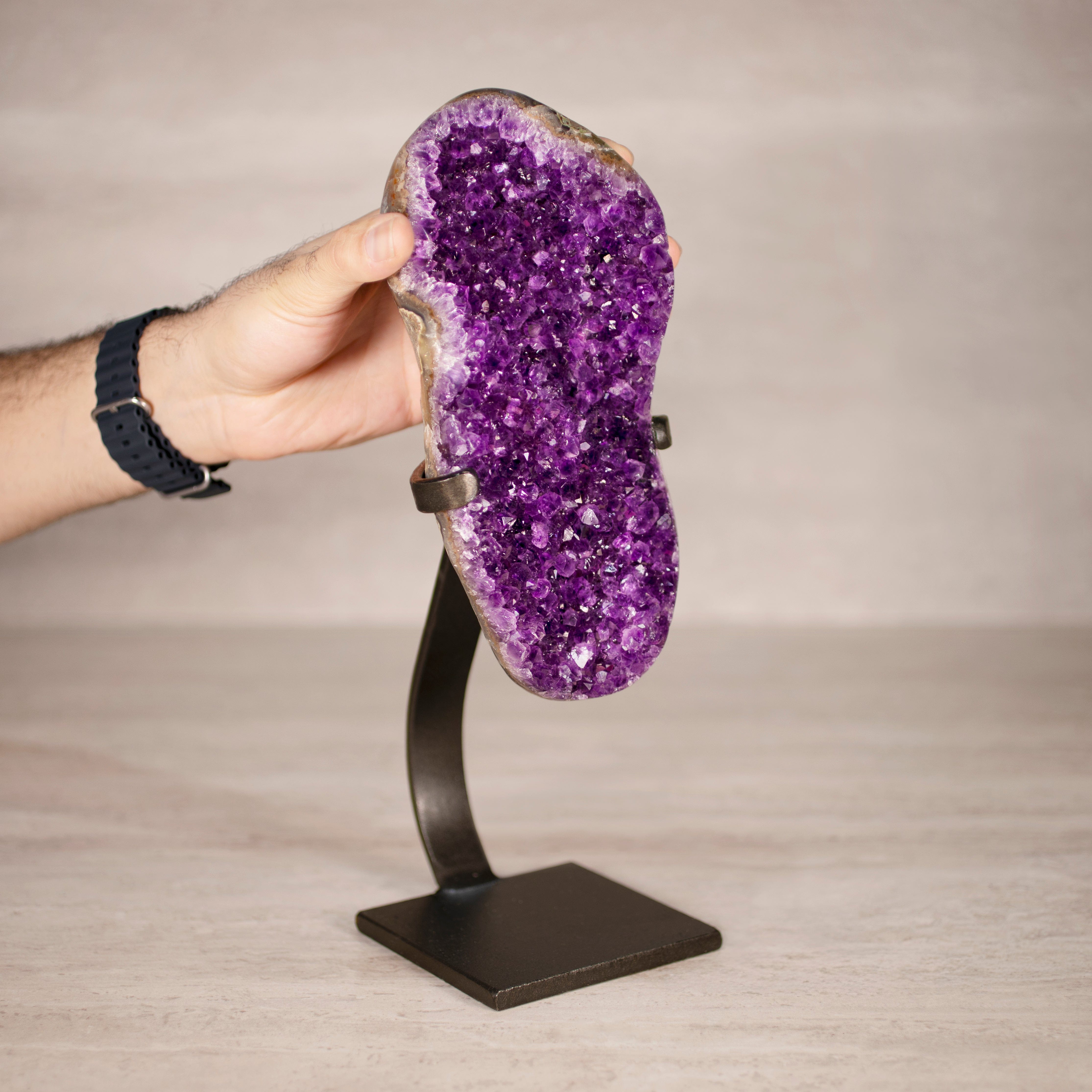 Kalifano Amethyst Amethyst Geode on Custom Stand from Uruguay - 13 in / 6 lbs UAG2800.013