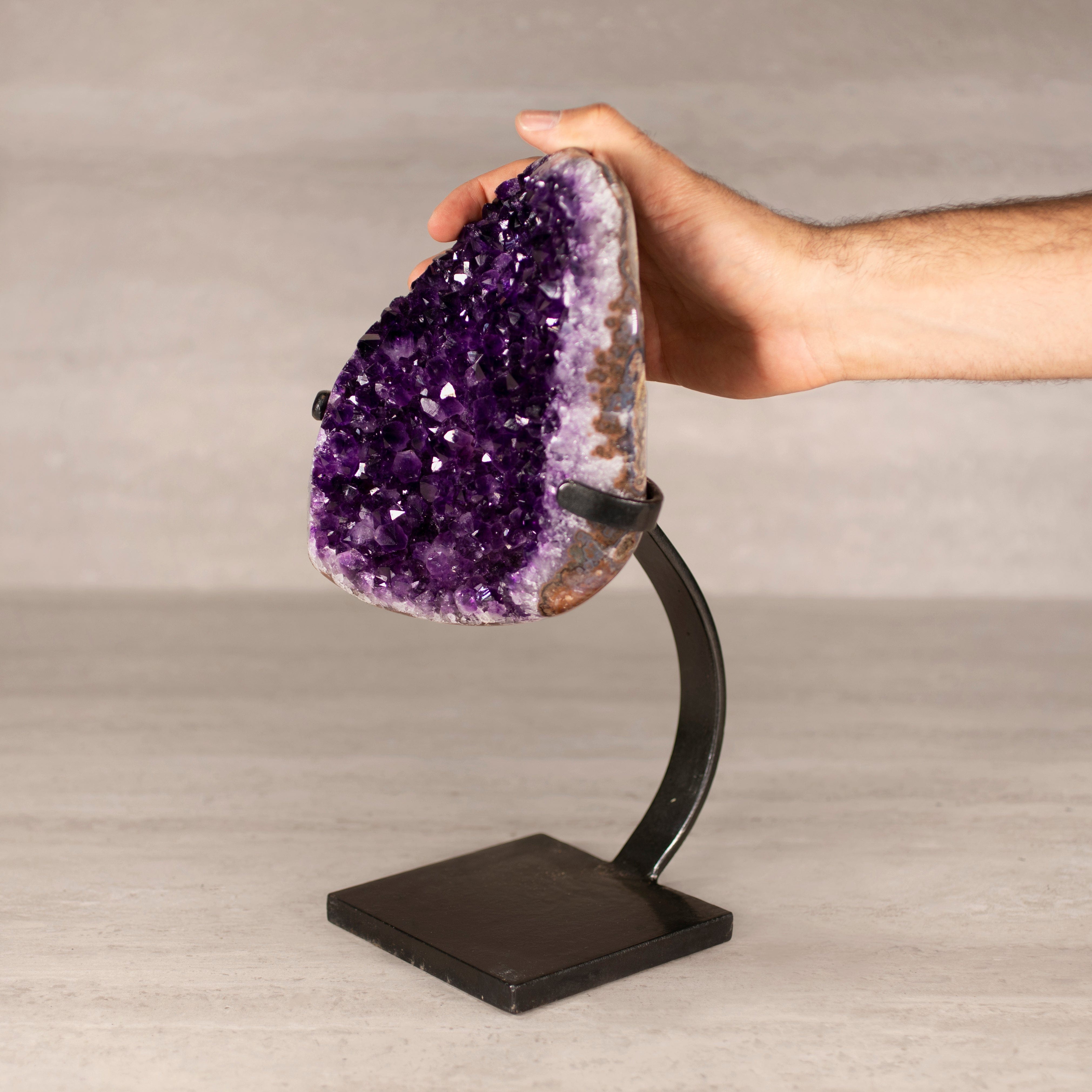 Kalifano Amethyst Amethyst Geode on Custom Stand from Uruguay - 13 in / 9.5 lbs UAG2200.018