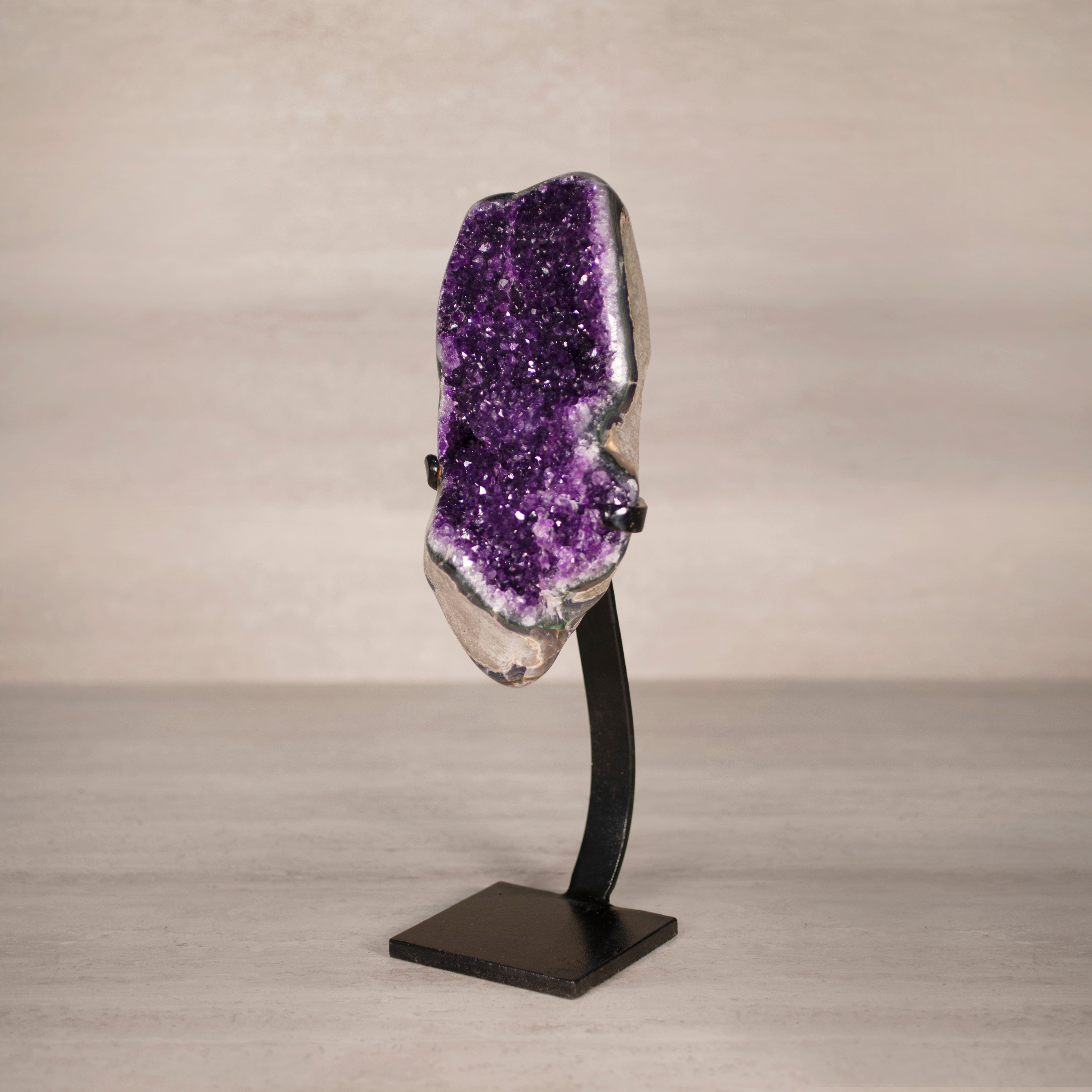 Kalifano Amethyst Amethyst Geode on Custom Stand from Uruguay - 14.5 in / 9 lbs UAG4100.007