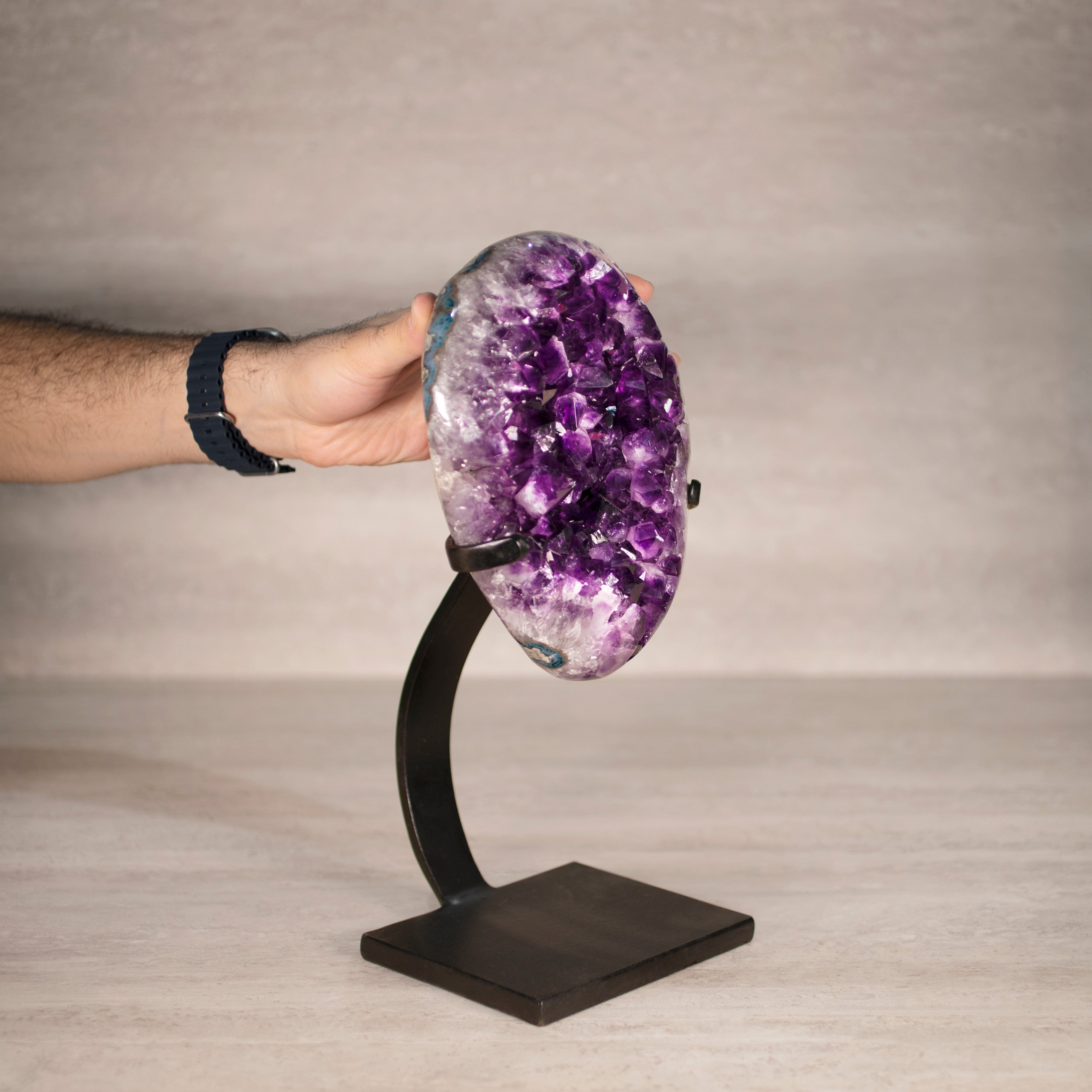 Kalifano Amethyst Amethyst Geode on Custom Stand from Uruguay - 14 in / 12.5 lbs UAG5700.002