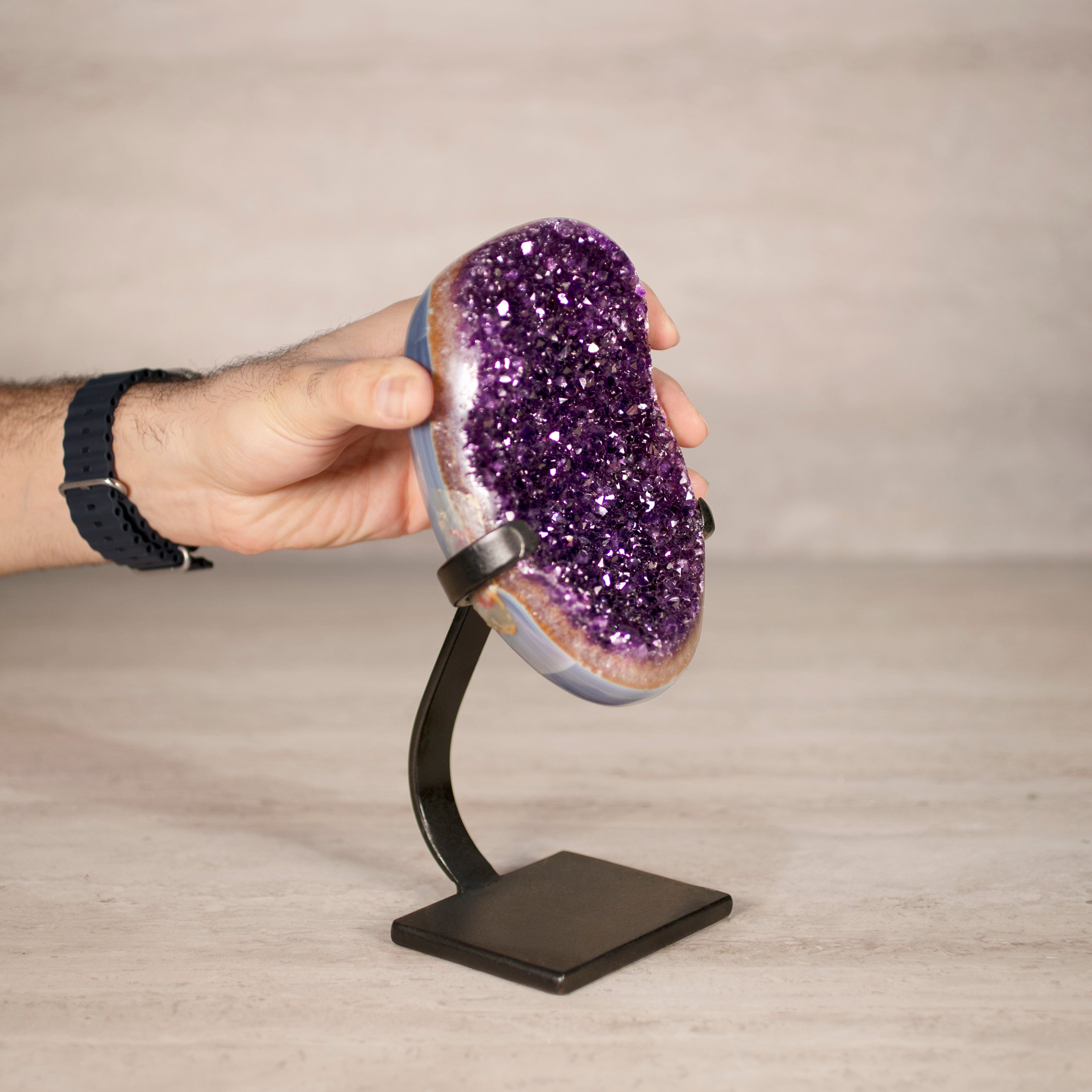 Kalifano Amethyst Amethyst Geode on Custom Stand from Uruguay - 9.5 in / 4 lbs UAG1800.042