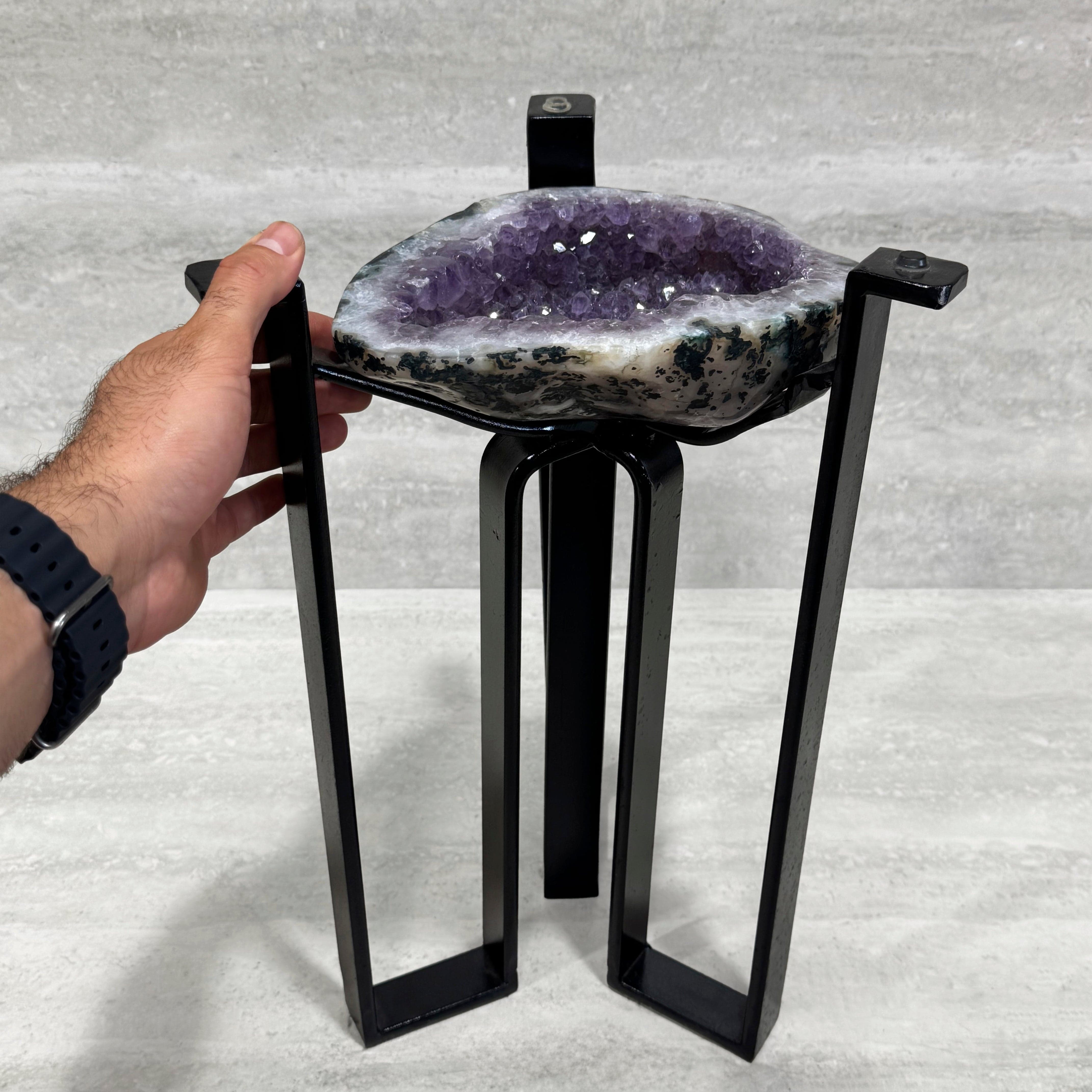 Kalifano Amethyst Amethyst Geode Table from Brazil on Custom Stand- 17" / 16 lbs BAG2400.021
