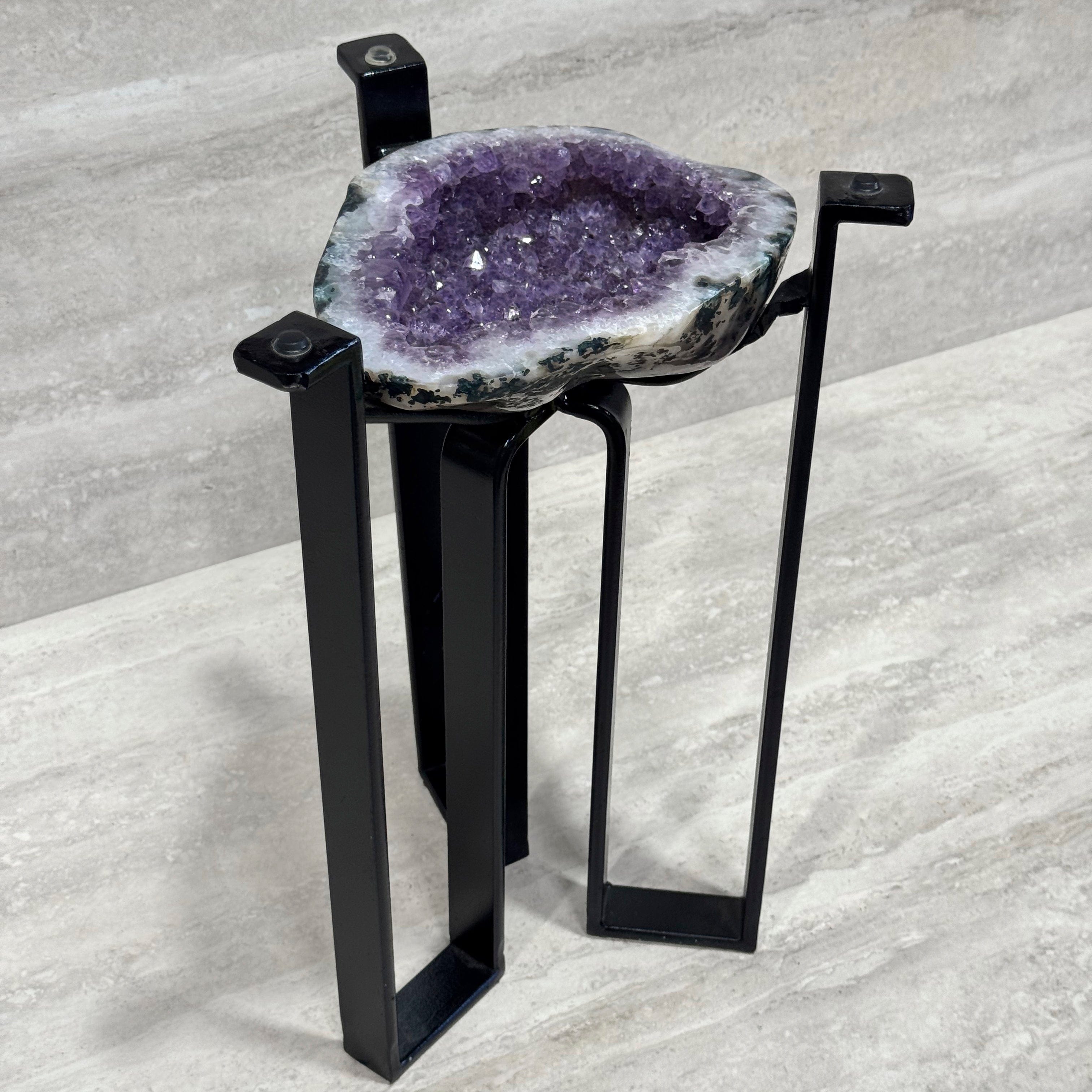 Kalifano Amethyst Amethyst Geode Table from Brazil on Custom Stand- 17" / 16 lbs BAG2400.021